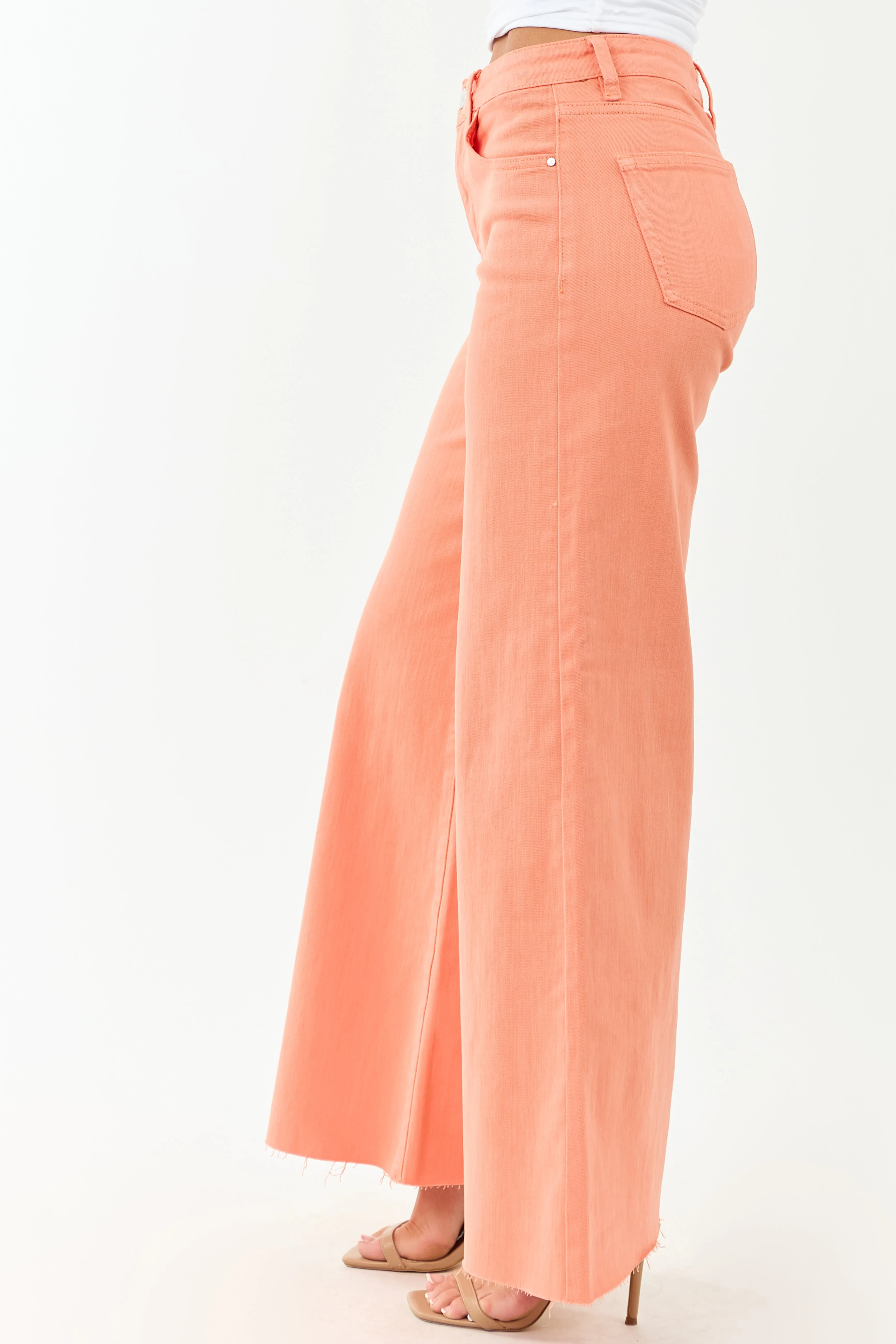 Risen Peach Tummy Control Stretchy Palazzo Jeans match free