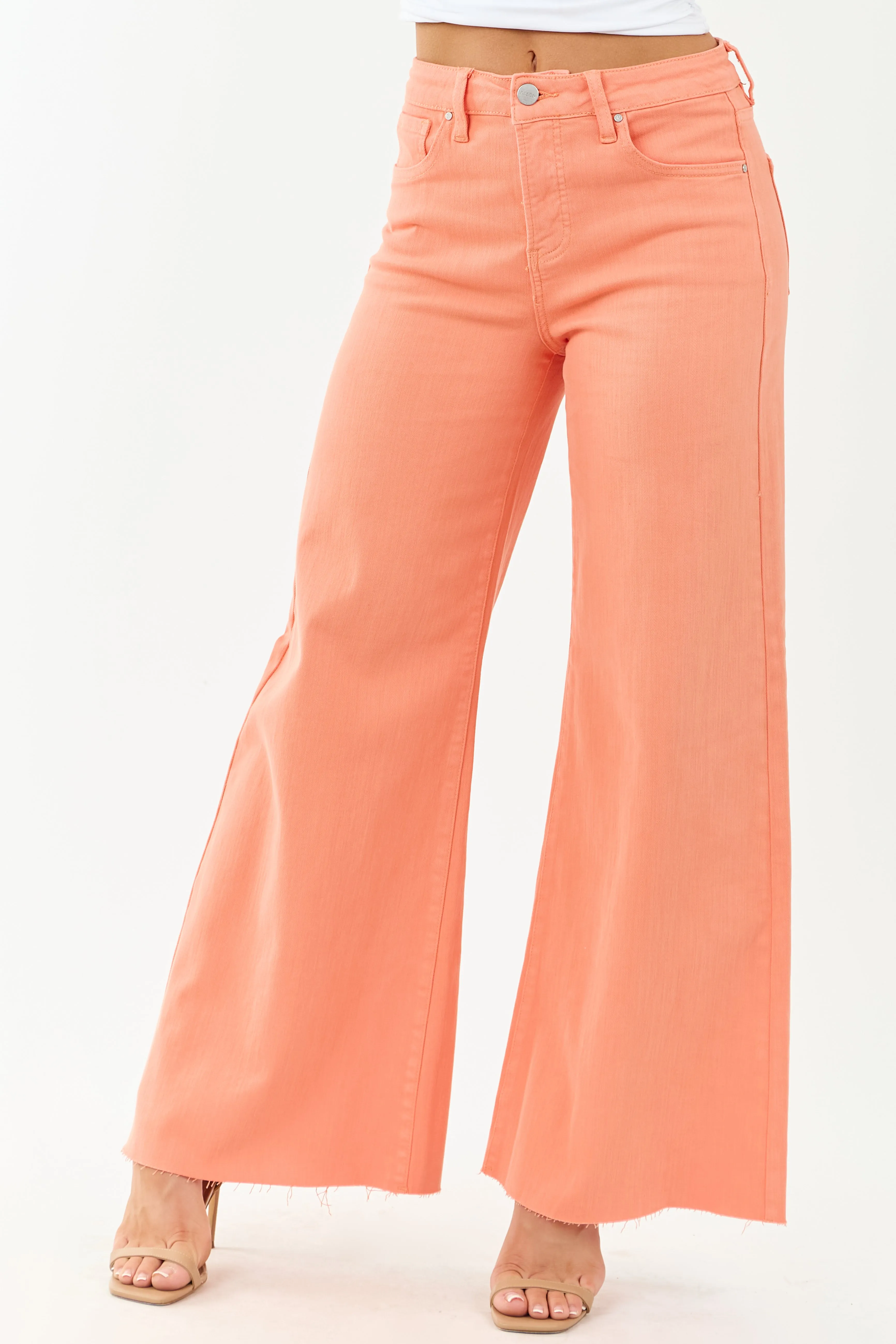 Risen Peach Tummy Control Stretchy Palazzo Jeans match free