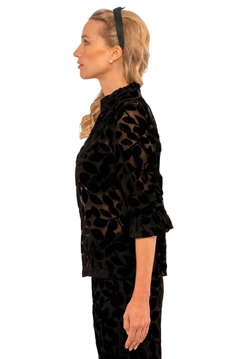 Ruffleneck Tunic - Luxe Leaf Velvet cycling wind-resistant