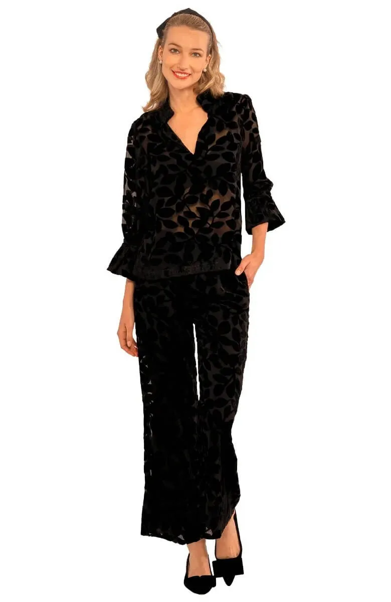 Ruffleneck Tunic - Luxe Leaf Velvet cycling wind-resistant