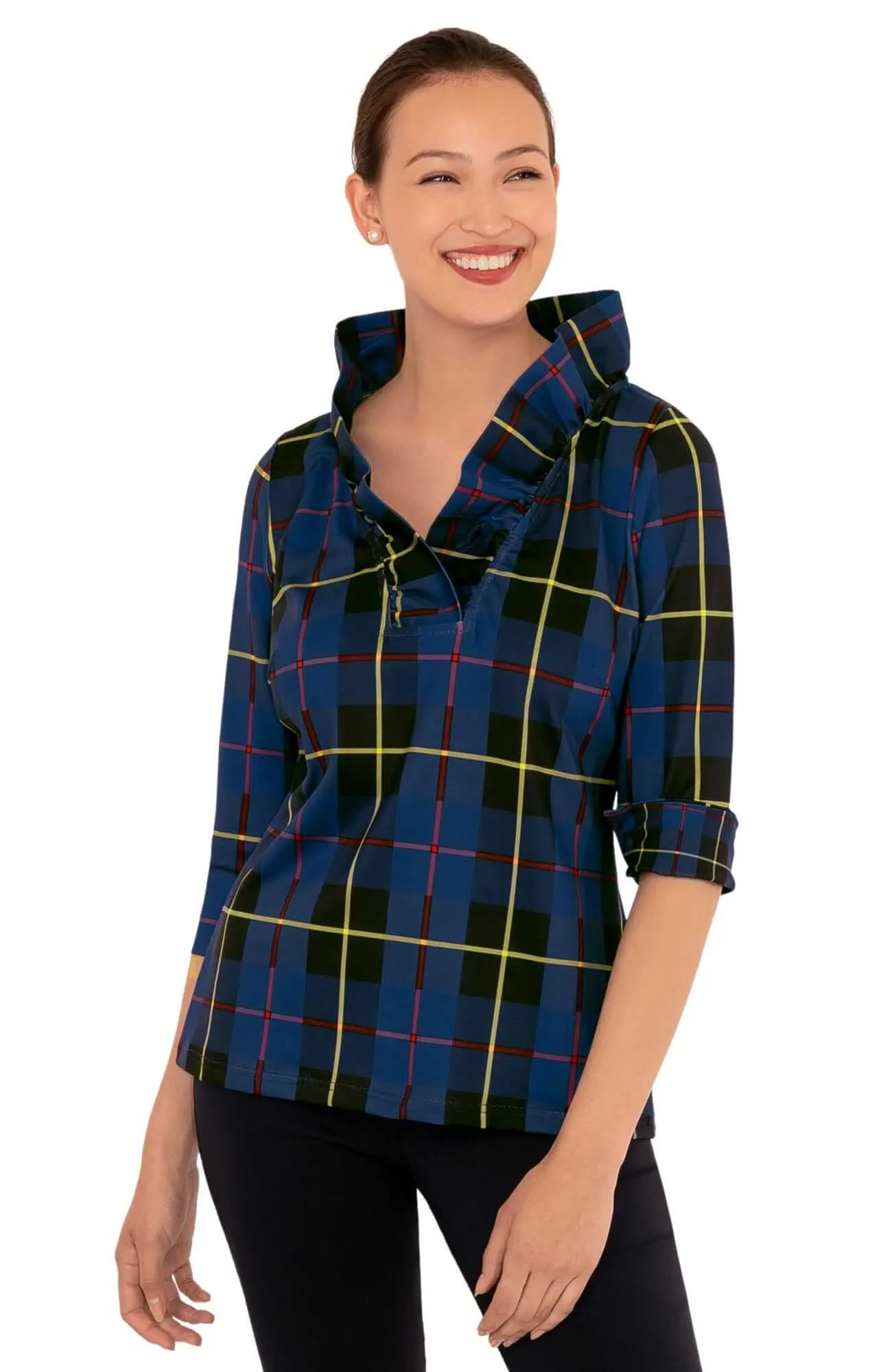 Ruffneck Top - Plaidly Cooper height elongating