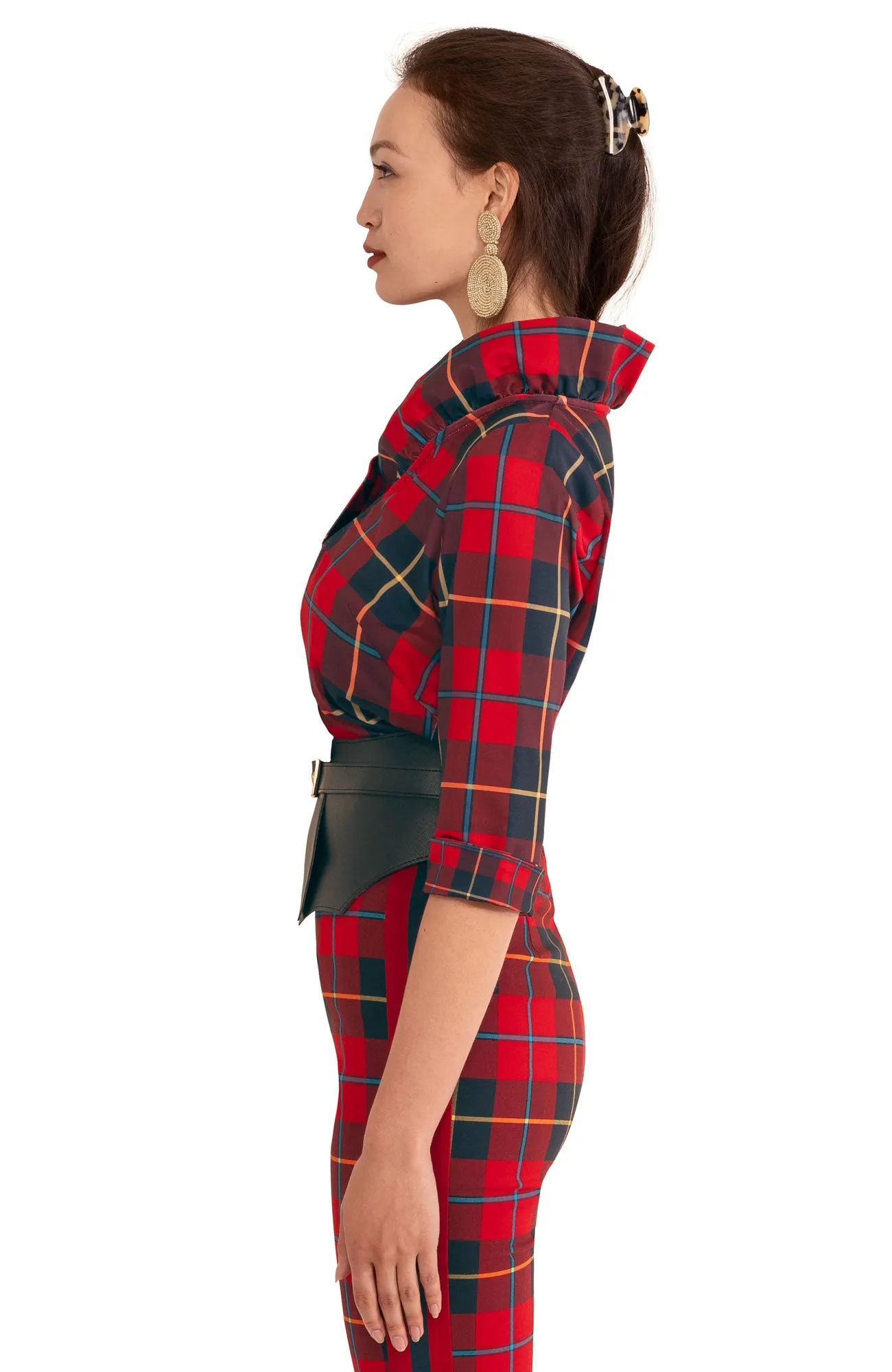 Ruffneck Top - Plaidly Cooper height elongating