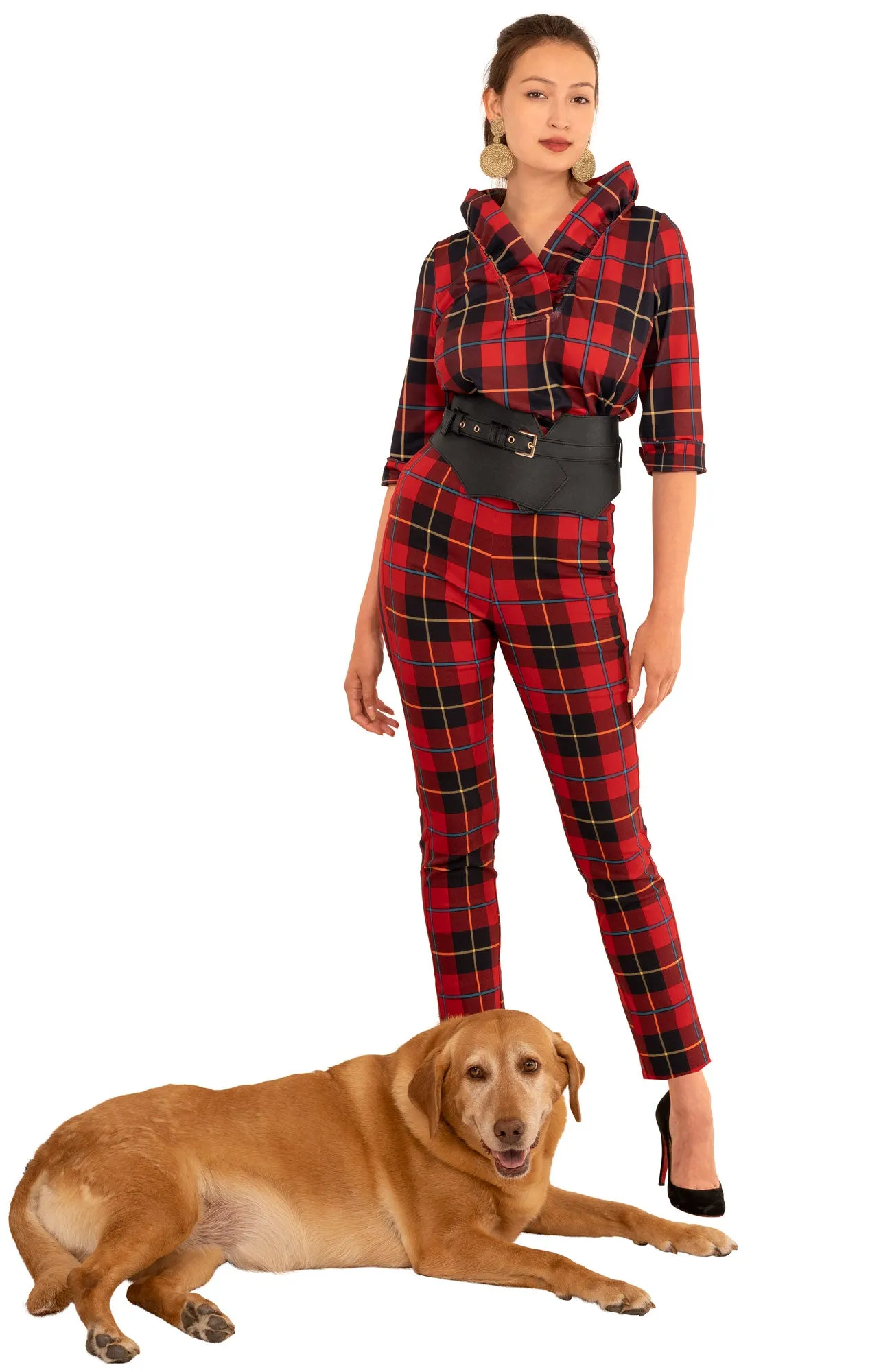 Ruffneck Top - Plaidly Cooper height elongating