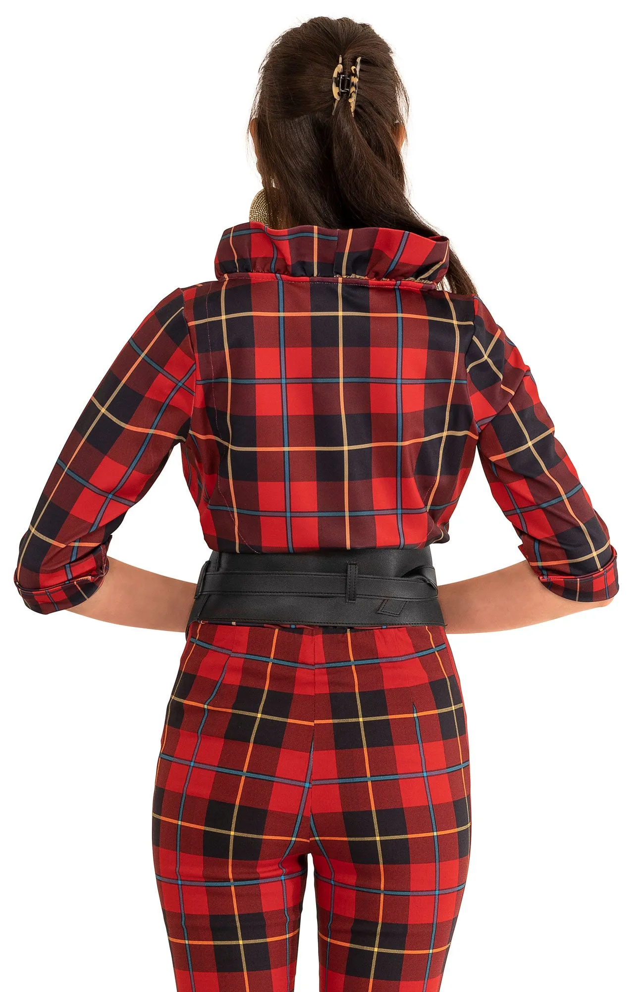 Ruffneck Top - Plaidly Cooper height elongating