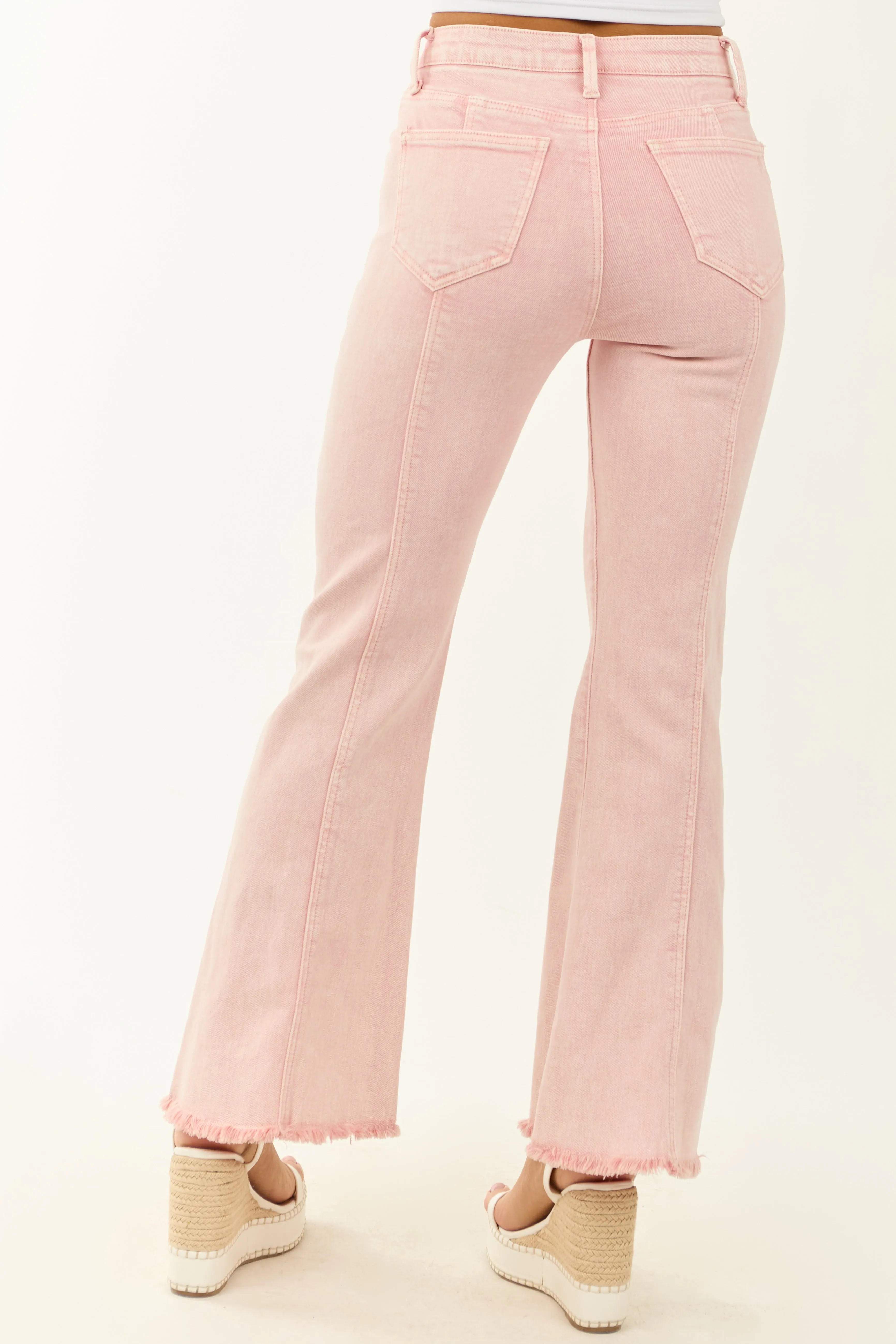 Saige Cherry Blossom Tummy Control Stretchy Flare Jeans unisex wear
