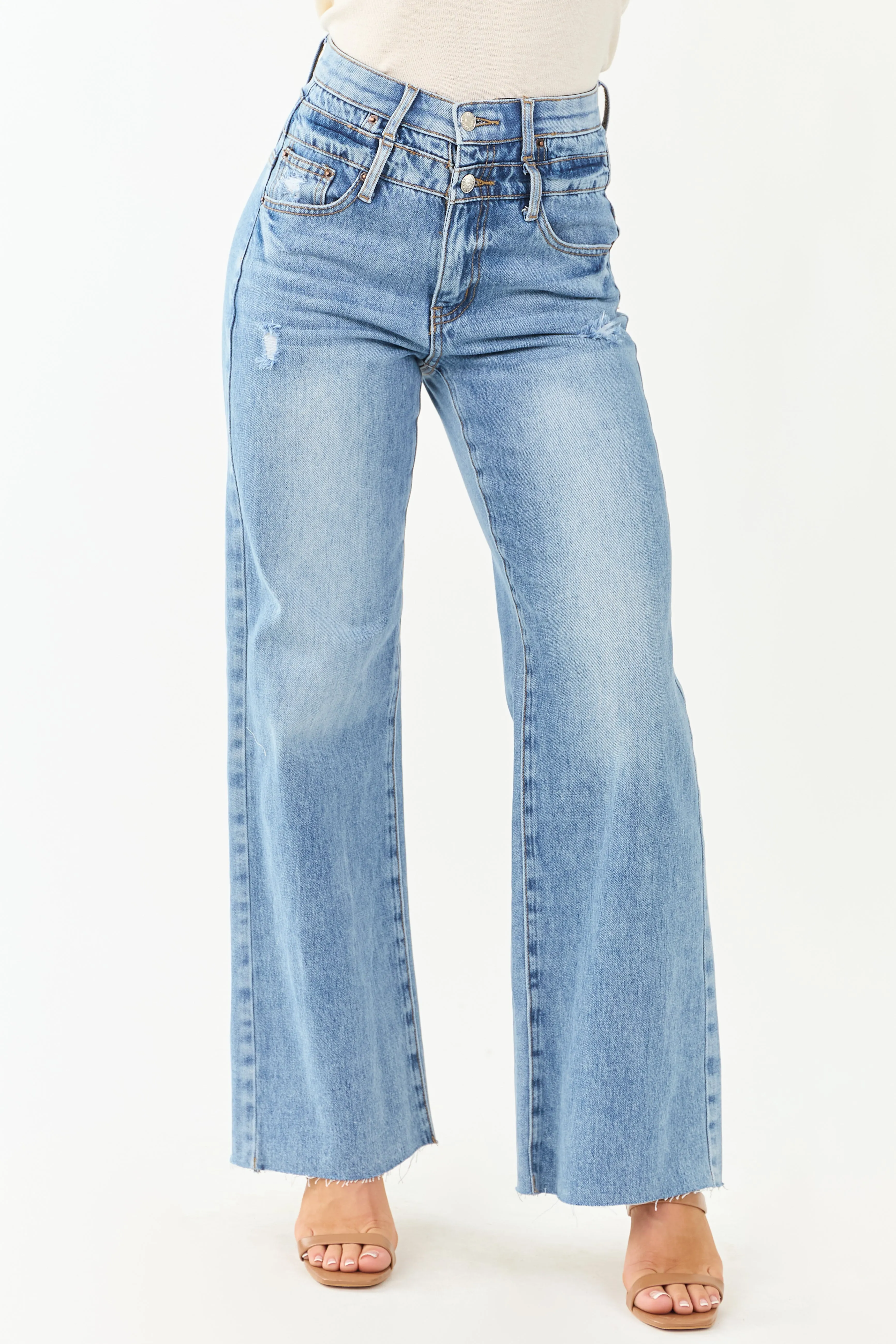 Saige Double Waist Tummy Control Straight Jeans daily essential