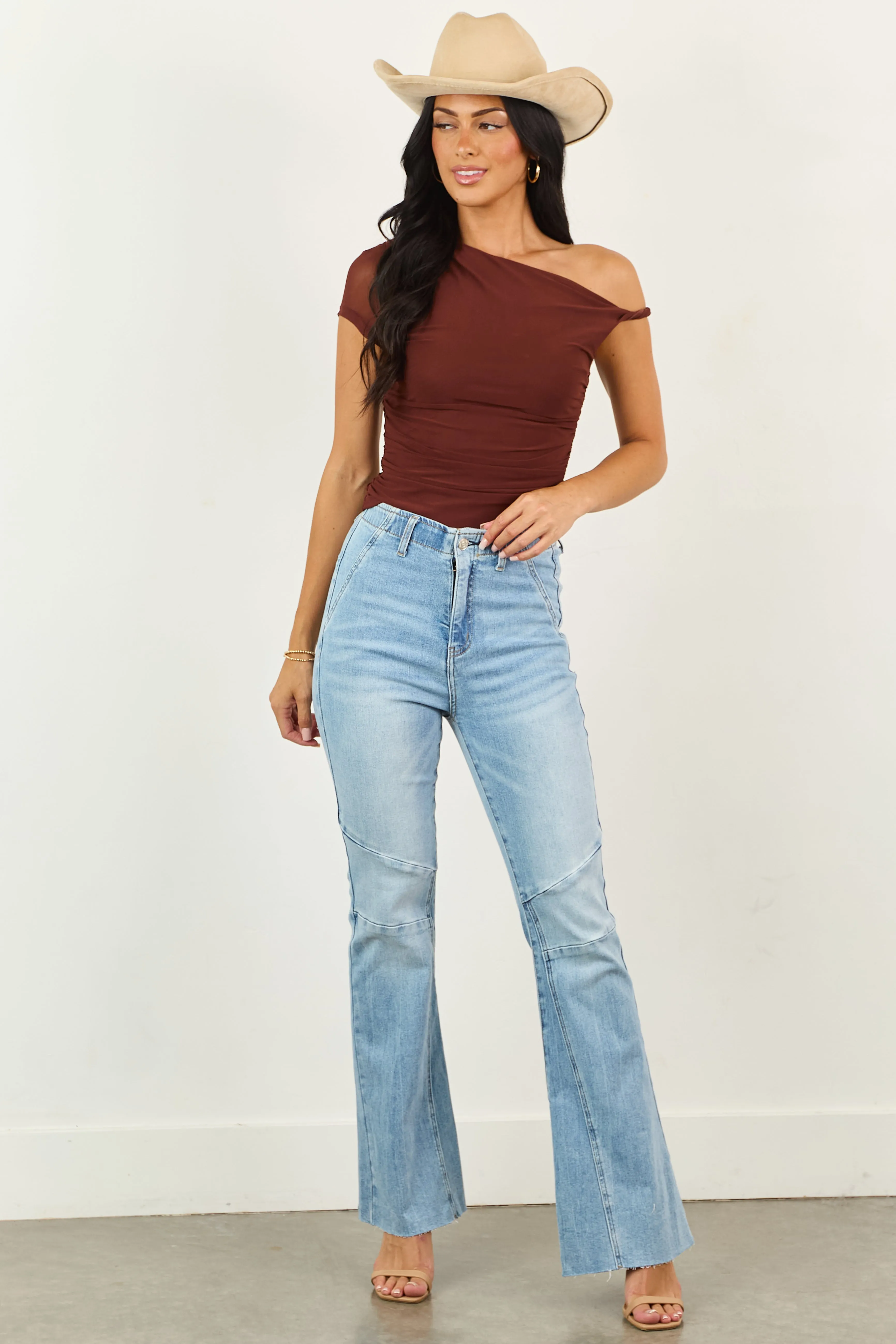 Saige Light Tummy Control Stretchy Flare Jeans slim feel