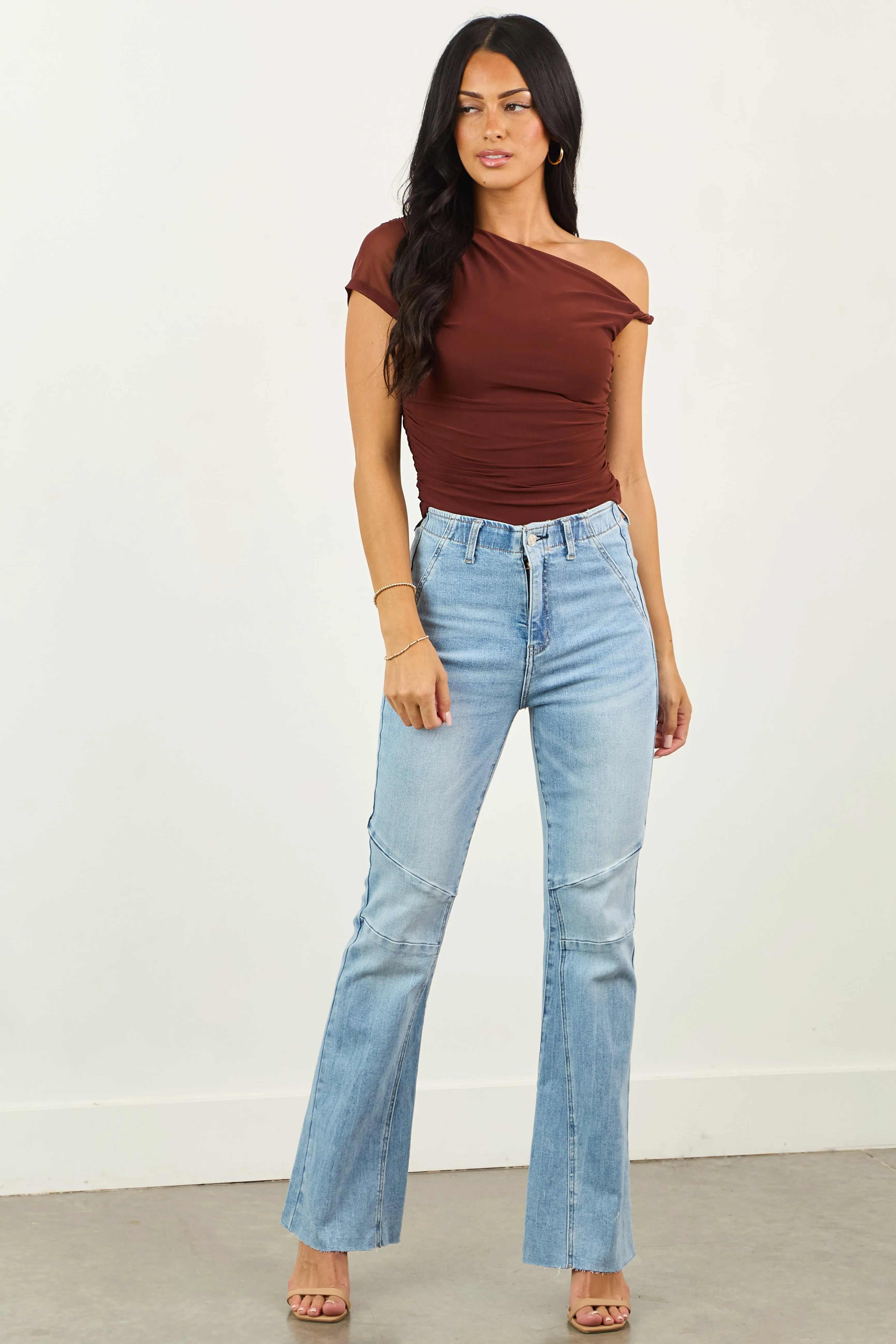 Saige Light Tummy Control Stretchy Flare Jeans slim feel