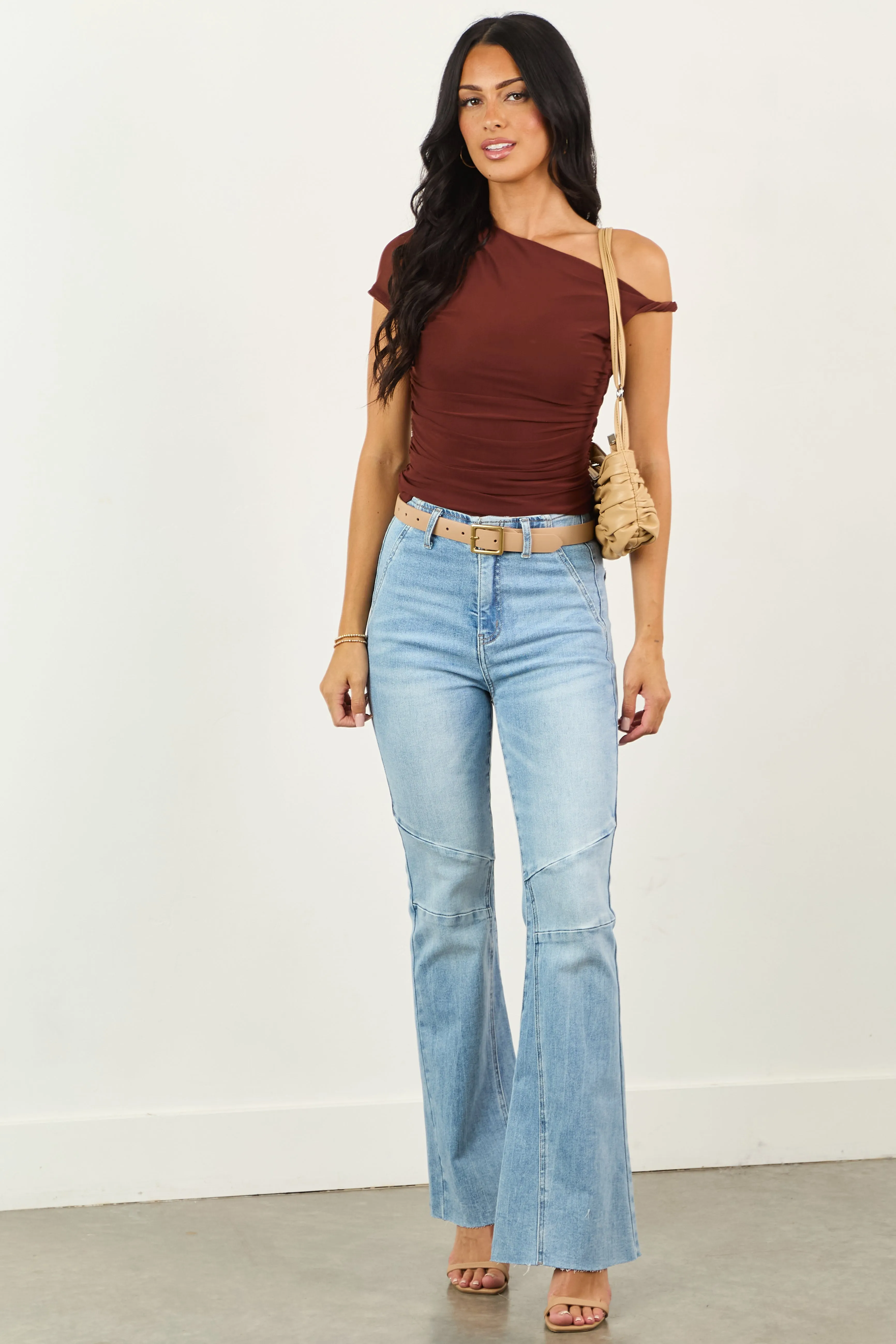 Saige Light Tummy Control Stretchy Flare Jeans slim feel