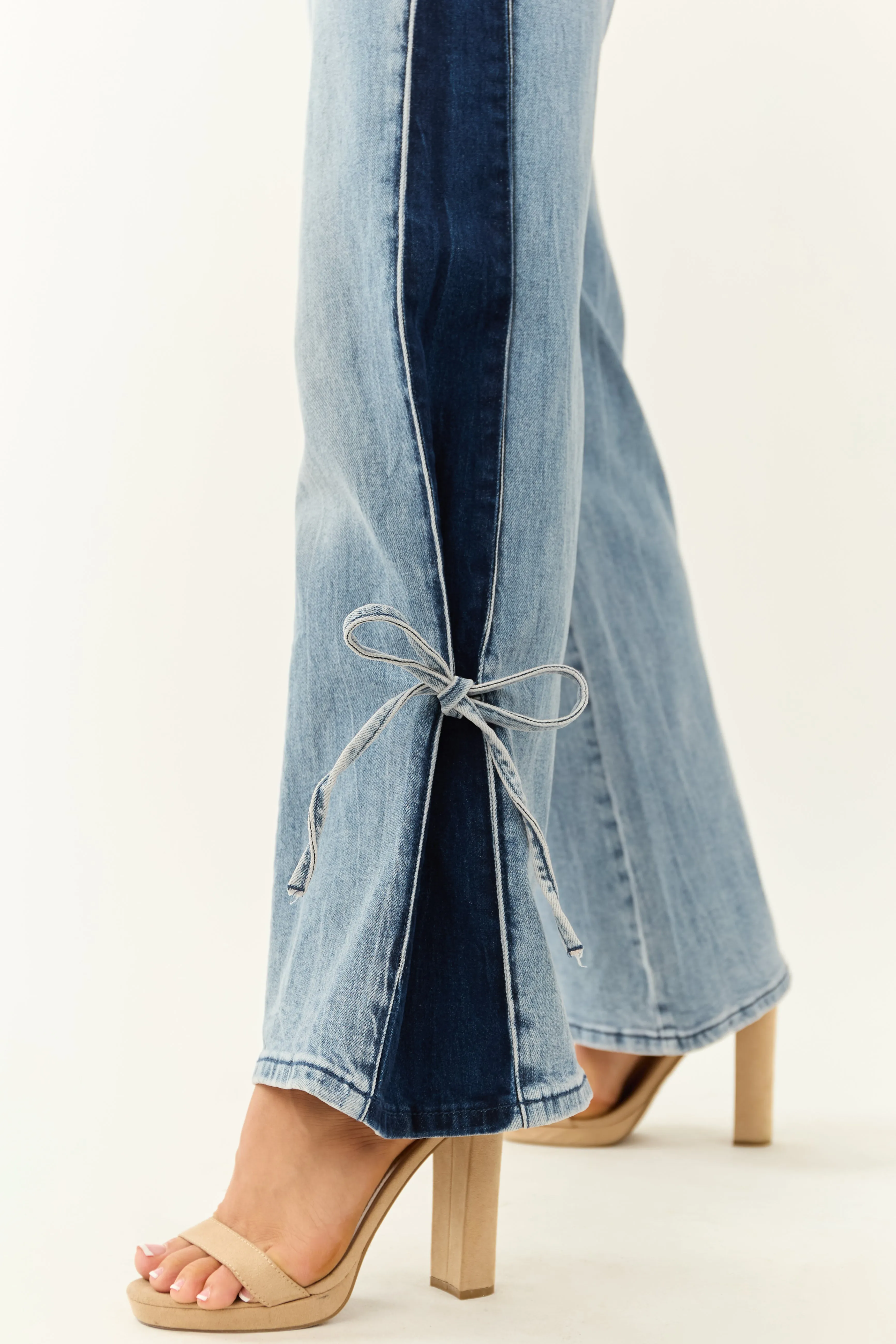 Saige Side Panel Tummy Control Wide Leg Jeans easy cool