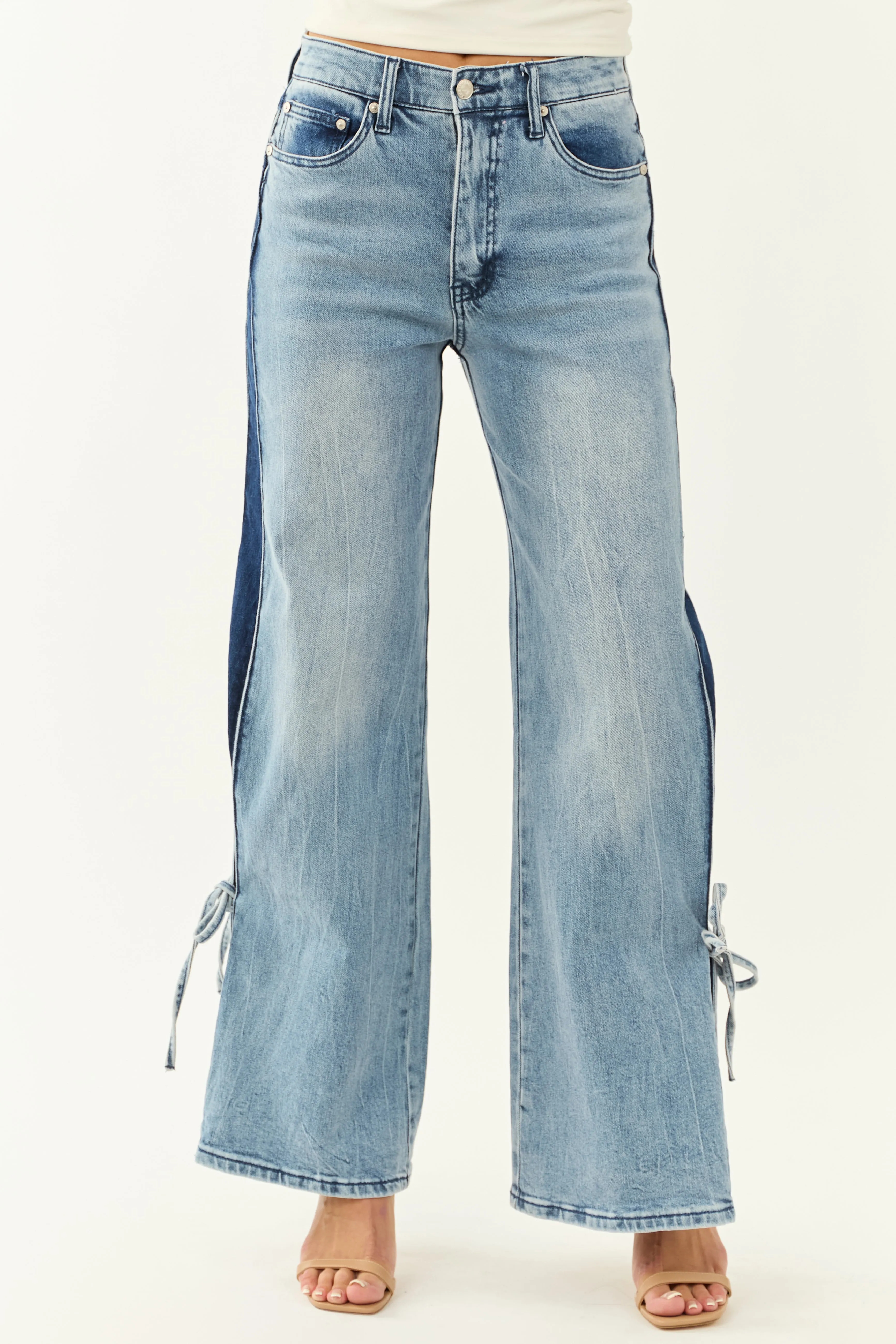 Saige Side Panel Tummy Control Wide Leg Jeans easy cool