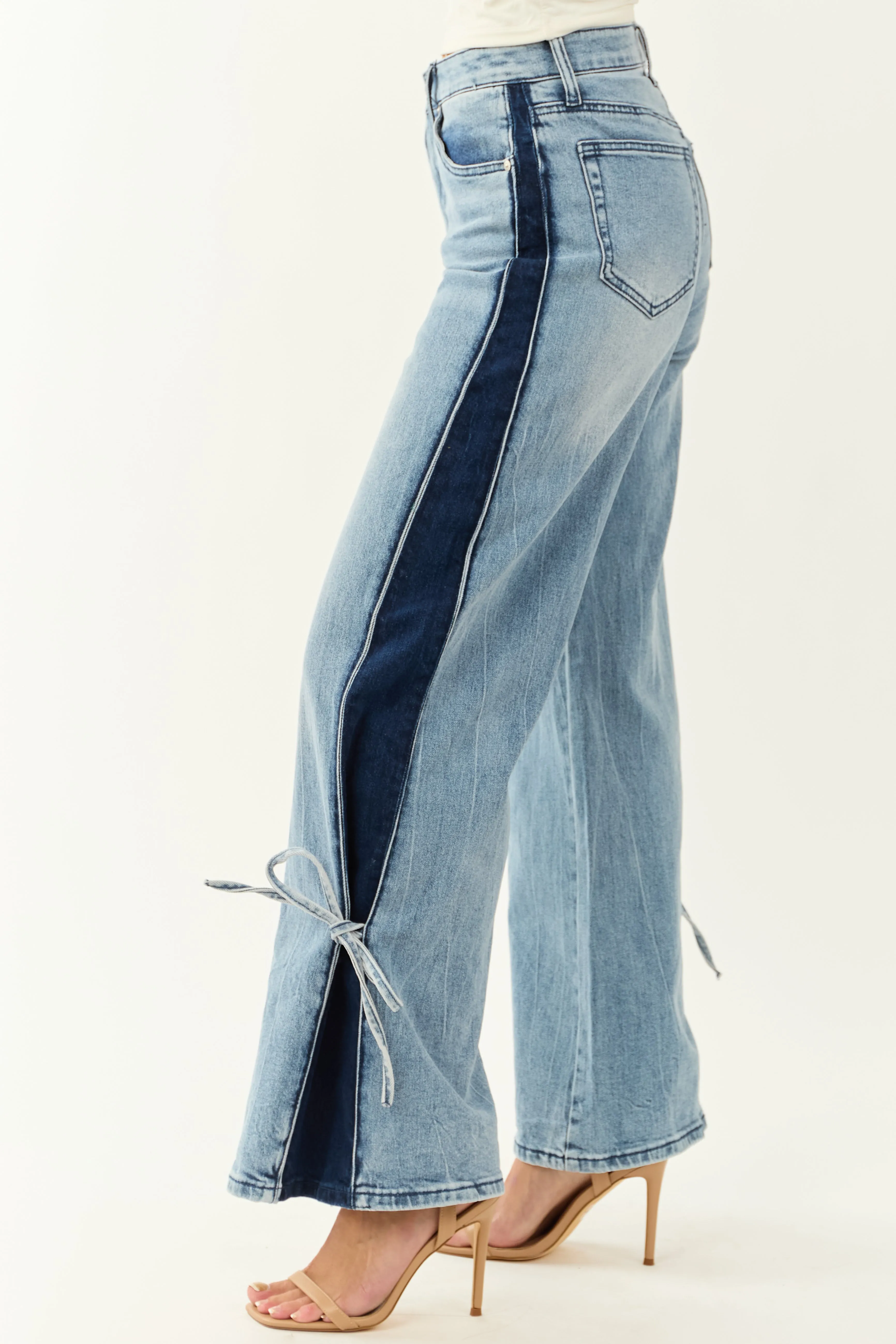 Saige Side Panel Tummy Control Wide Leg Jeans easy cool