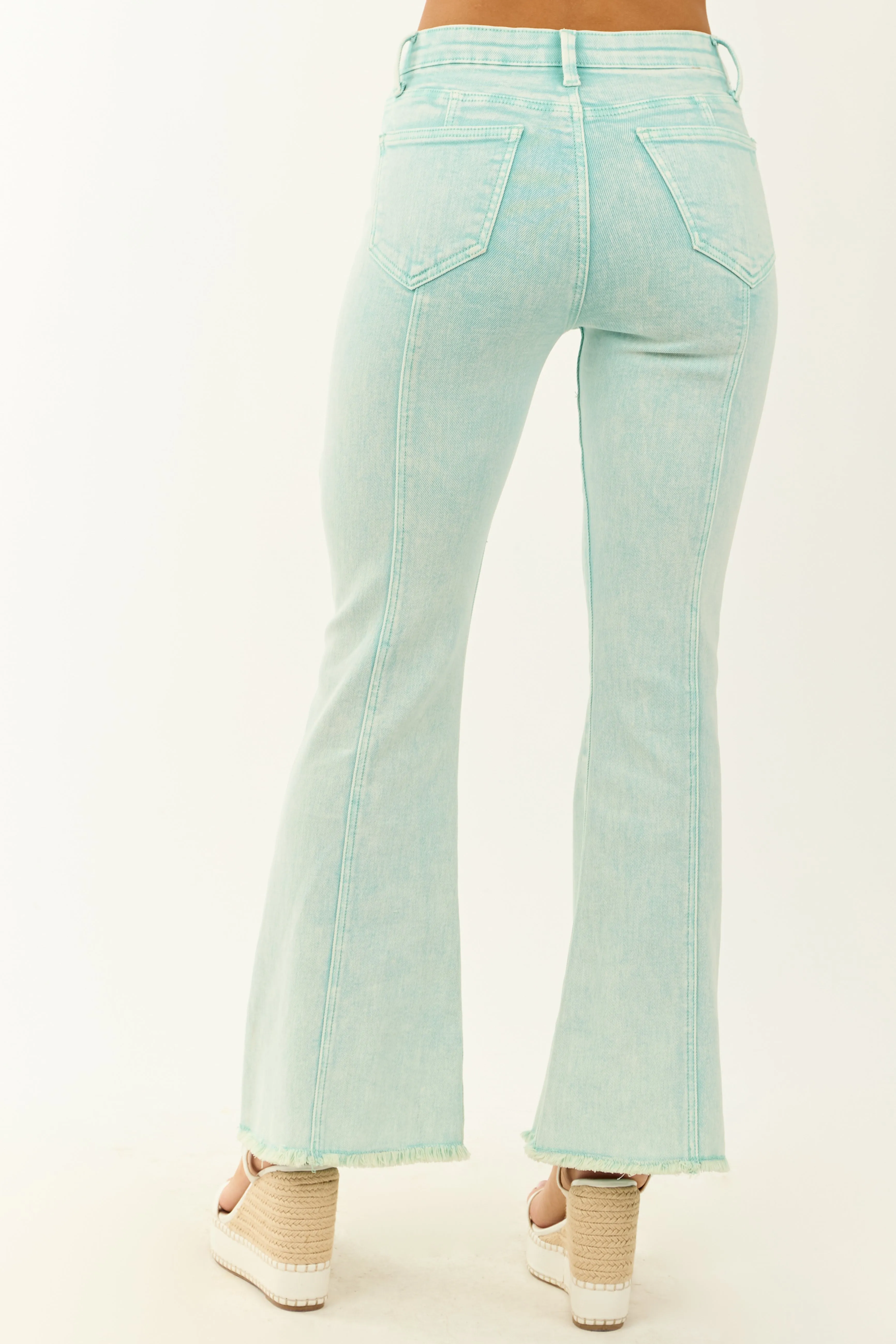 Saige Turquoise Tummy Control Stretchy Flare Jeans long wear