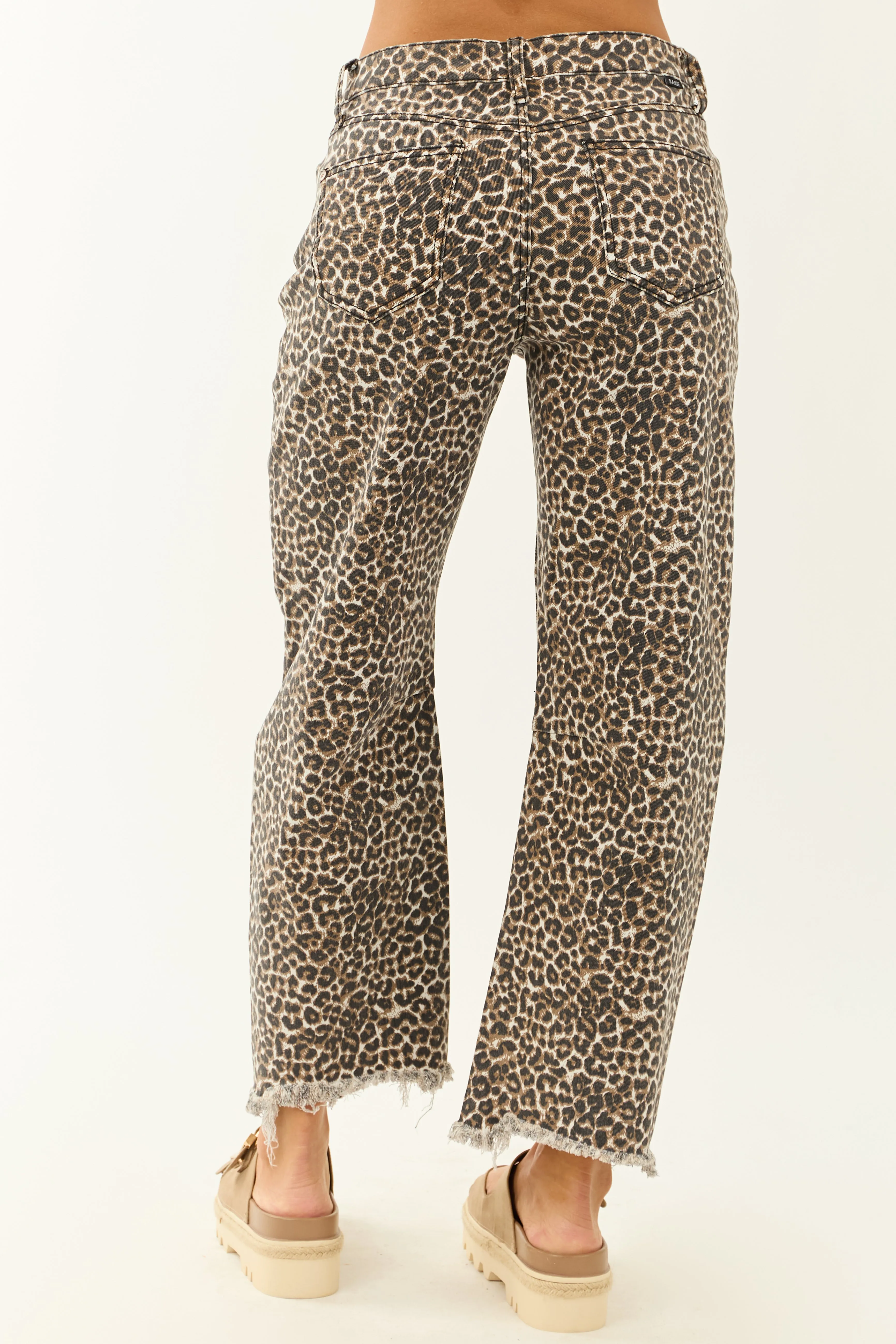 Saige Walnut Leopard Print High Rise Barrel Jeans retro charm