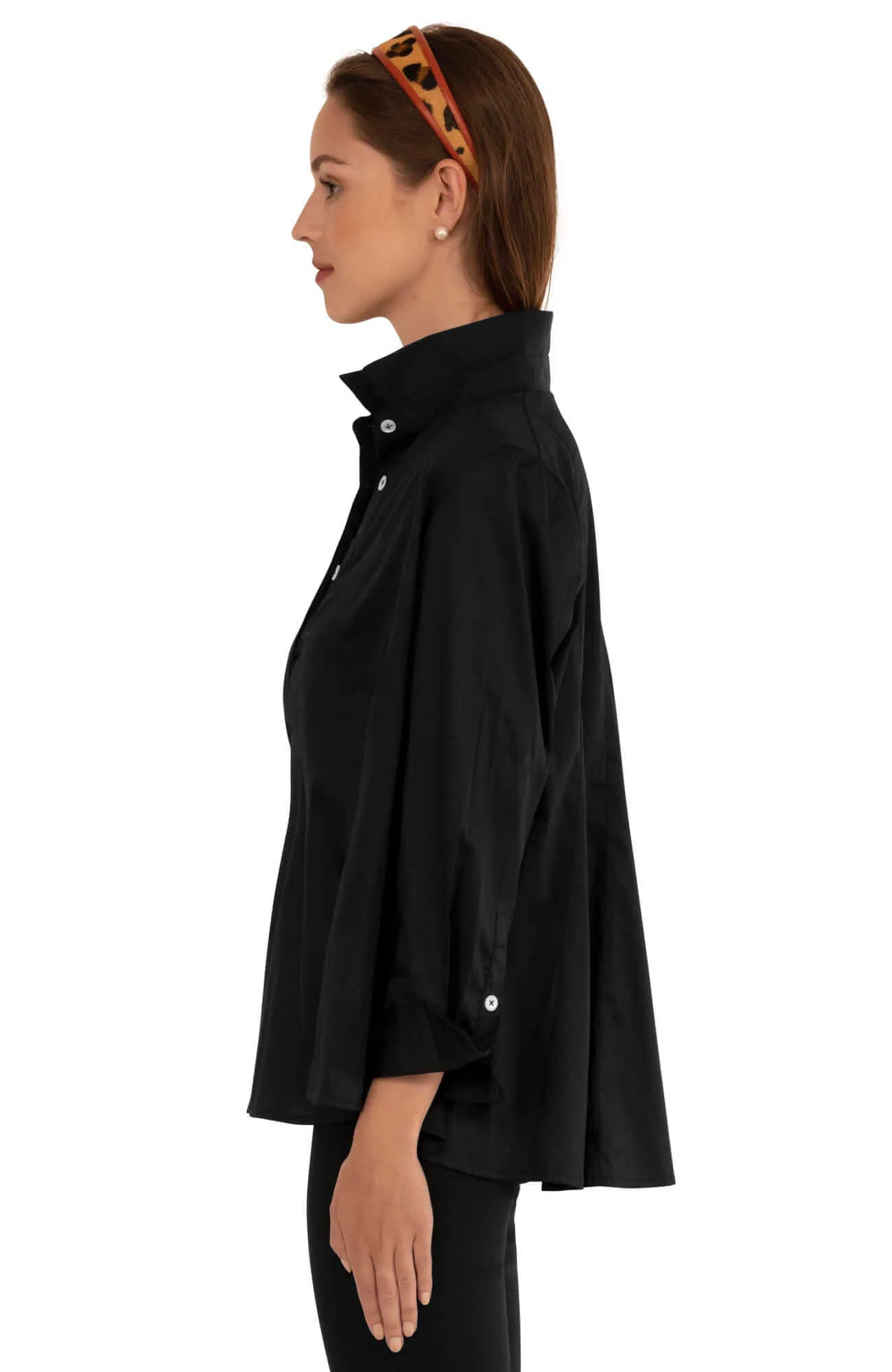 Seamed Cotton Top - Solid office elegant
