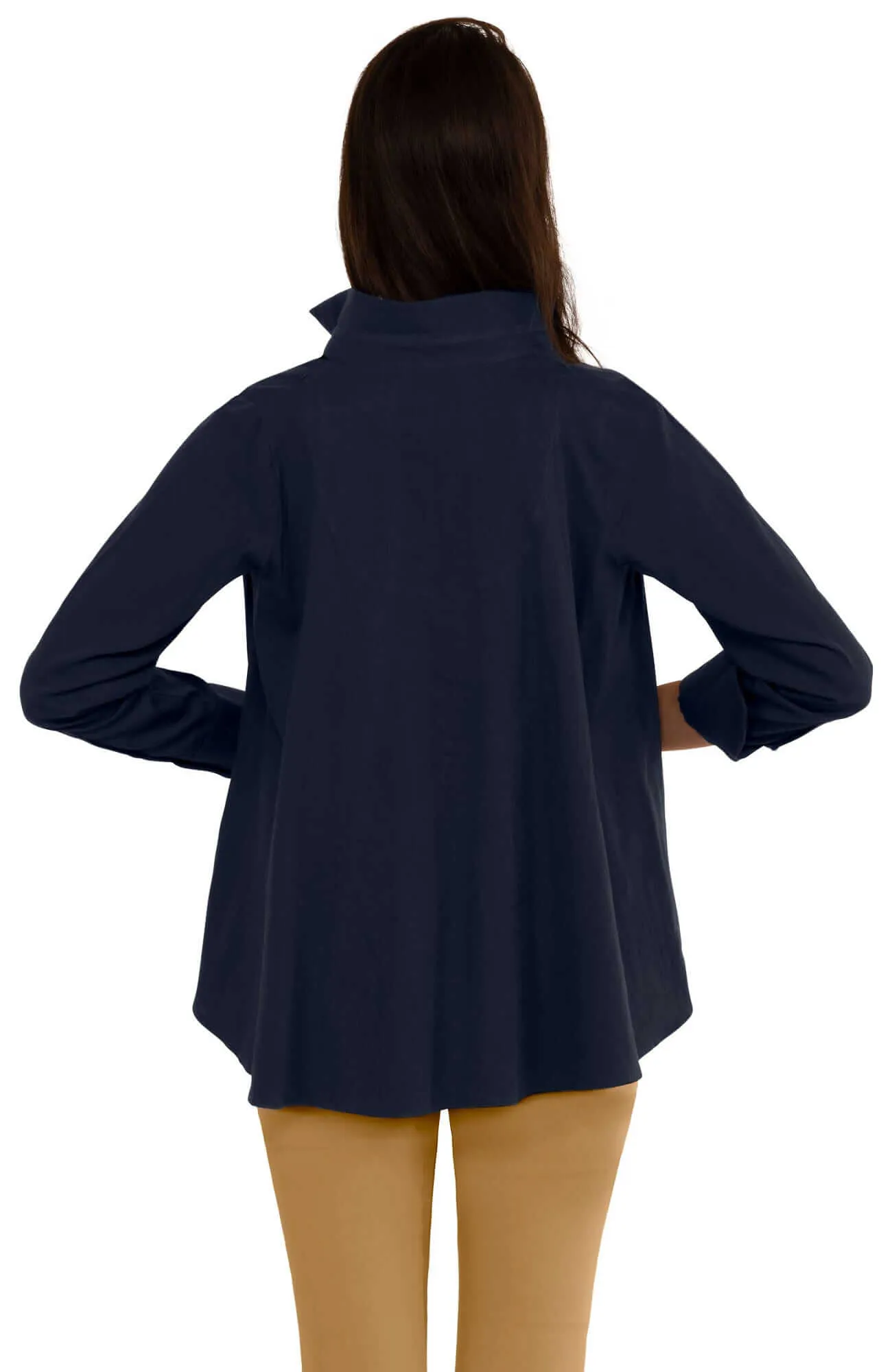 Seamed Cotton Top - Solid office elegant