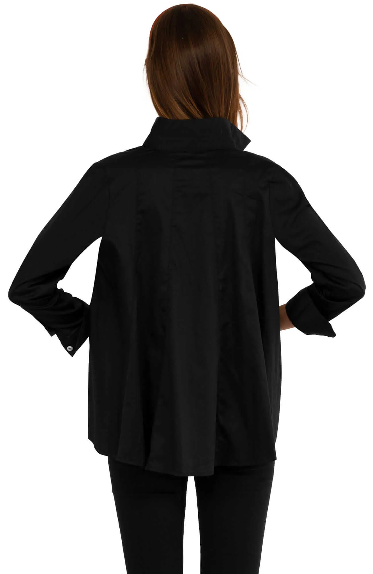 Seamed Cotton Top - Solid office elegant