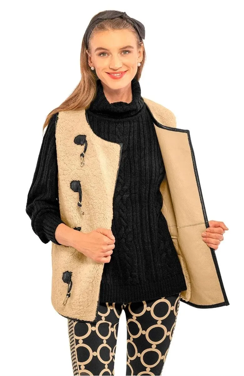 Shearling Boxy Vest wind shield