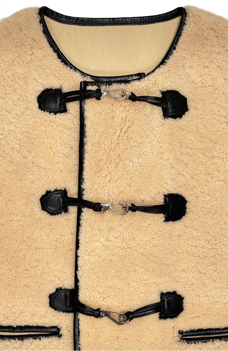Shearling Boxy Vest wind shield