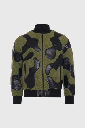 color-army,Men,product:Sherpa & Faux Leather Bomber Jacket,removecolor,THC