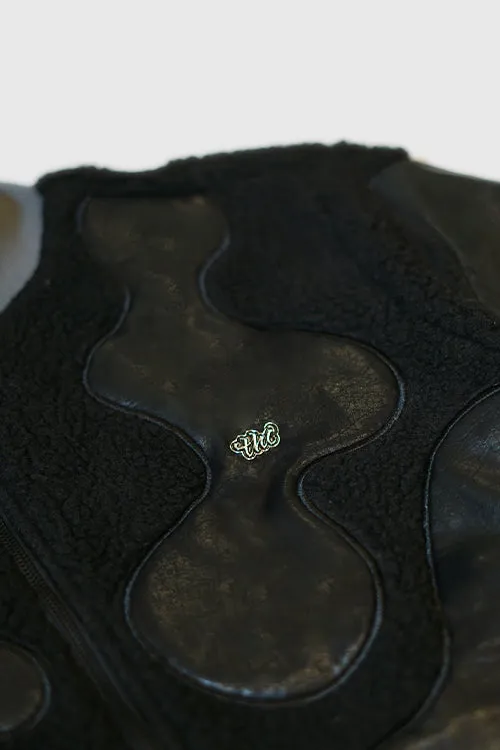 Sherpa & Faux Leather Bomber Jacket cozy vibes