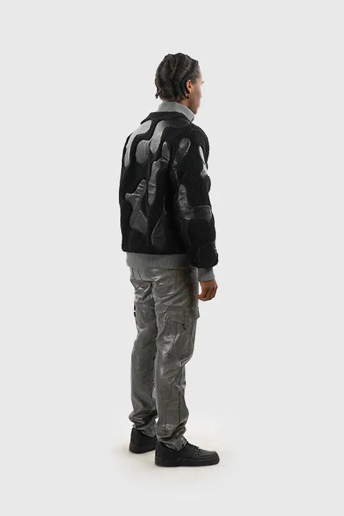 Sherpa & Faux Leather Bomber Jacket cozy vibes