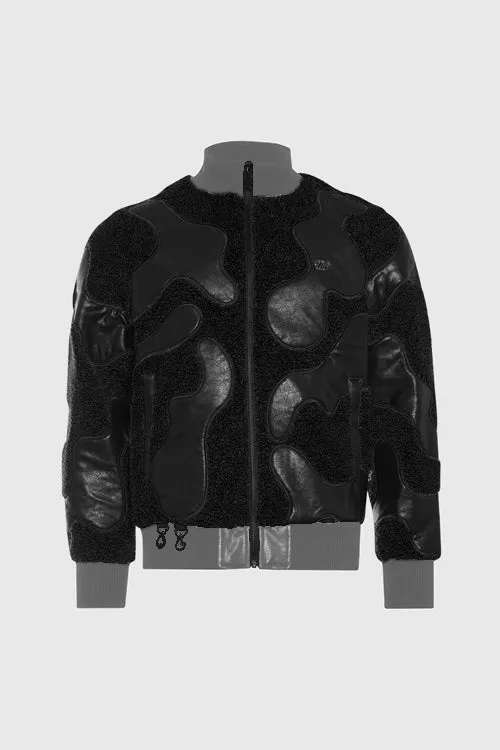 color-black,Men,product:Sherpa & Faux Leather Bomber Jacket,removecolor,THC