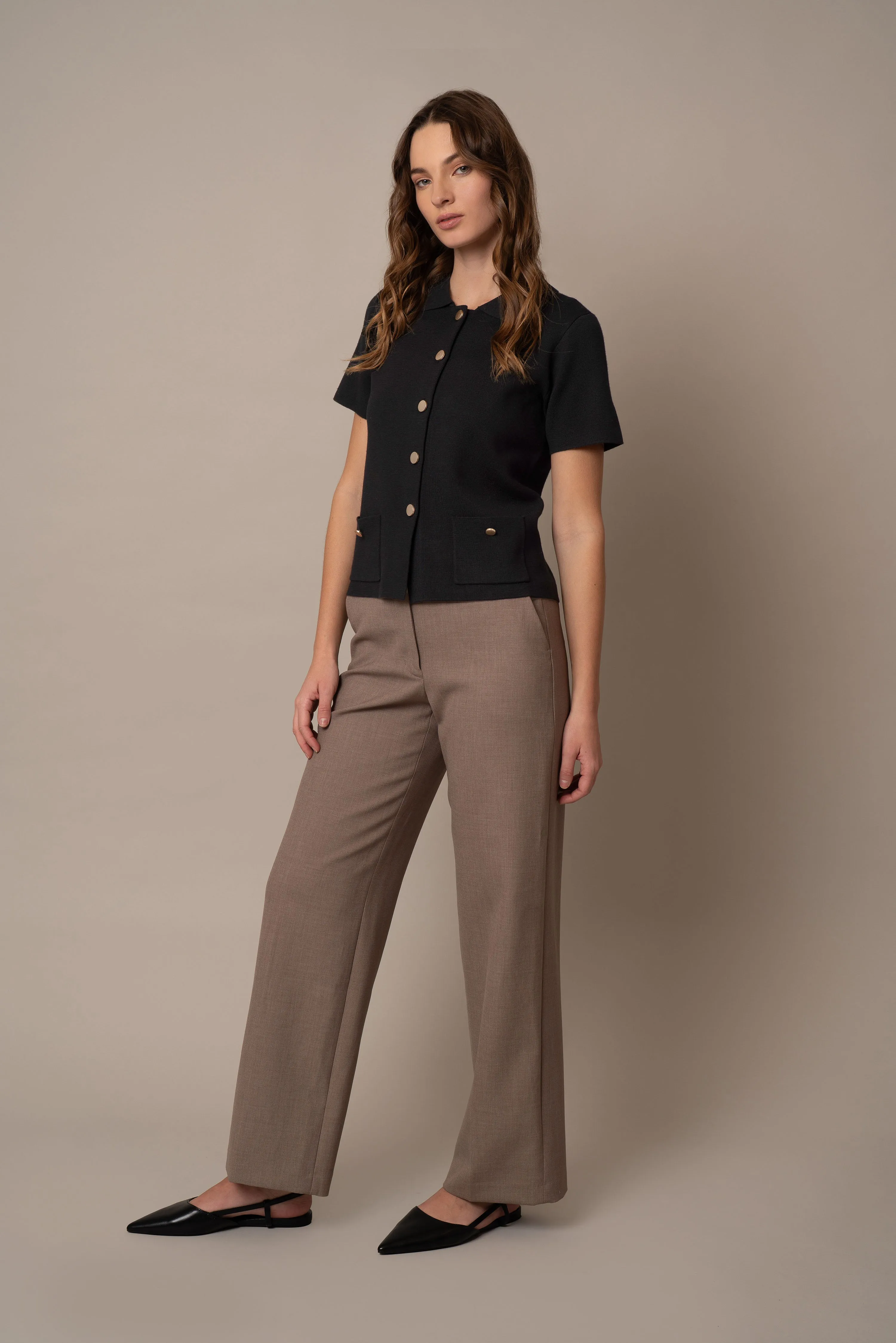 Short Sleeve Button Down Cardigan daily layer