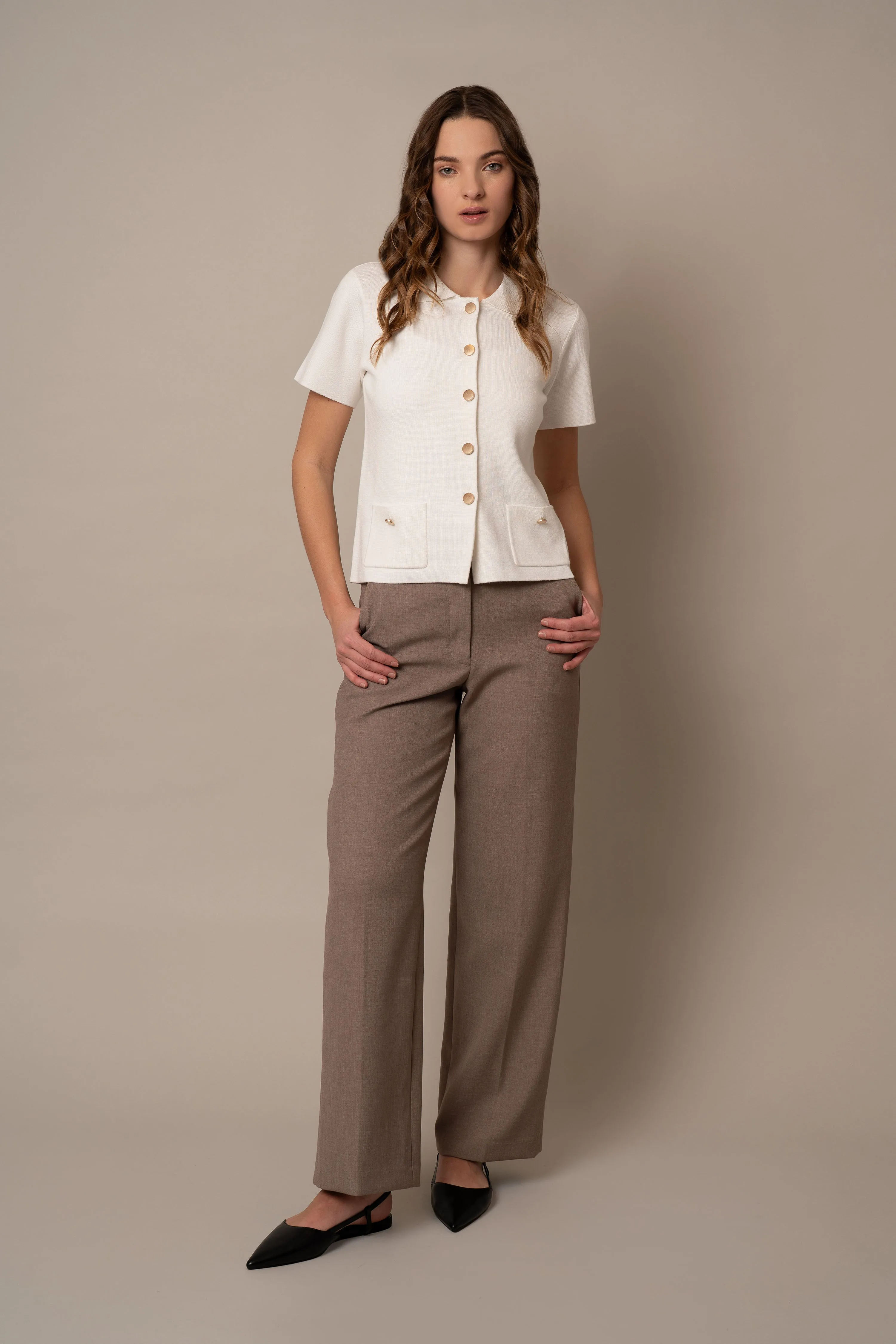 Short Sleeve Button Down Cardigan daily layer