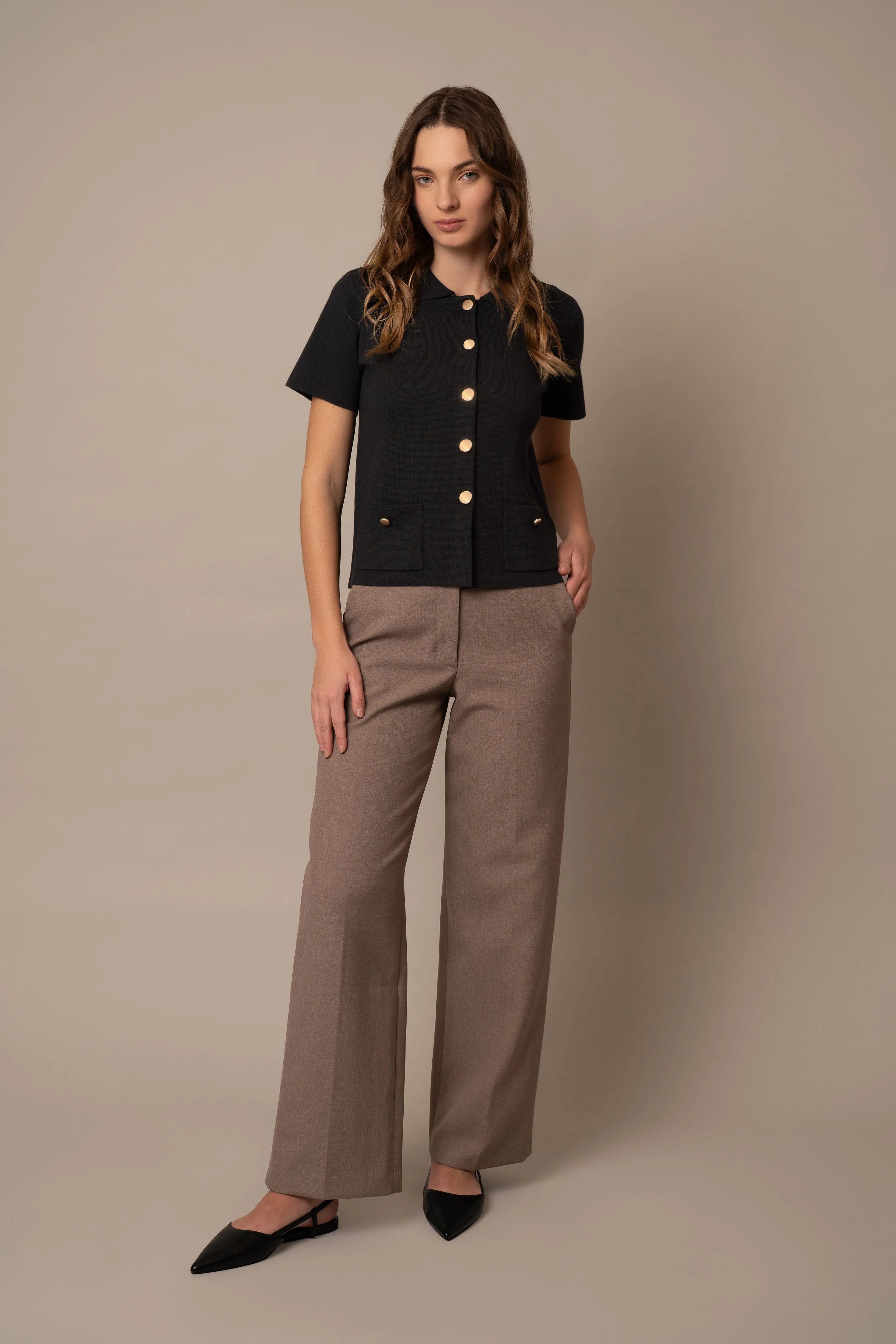 Short Sleeve Button Down Cardigan daily layer