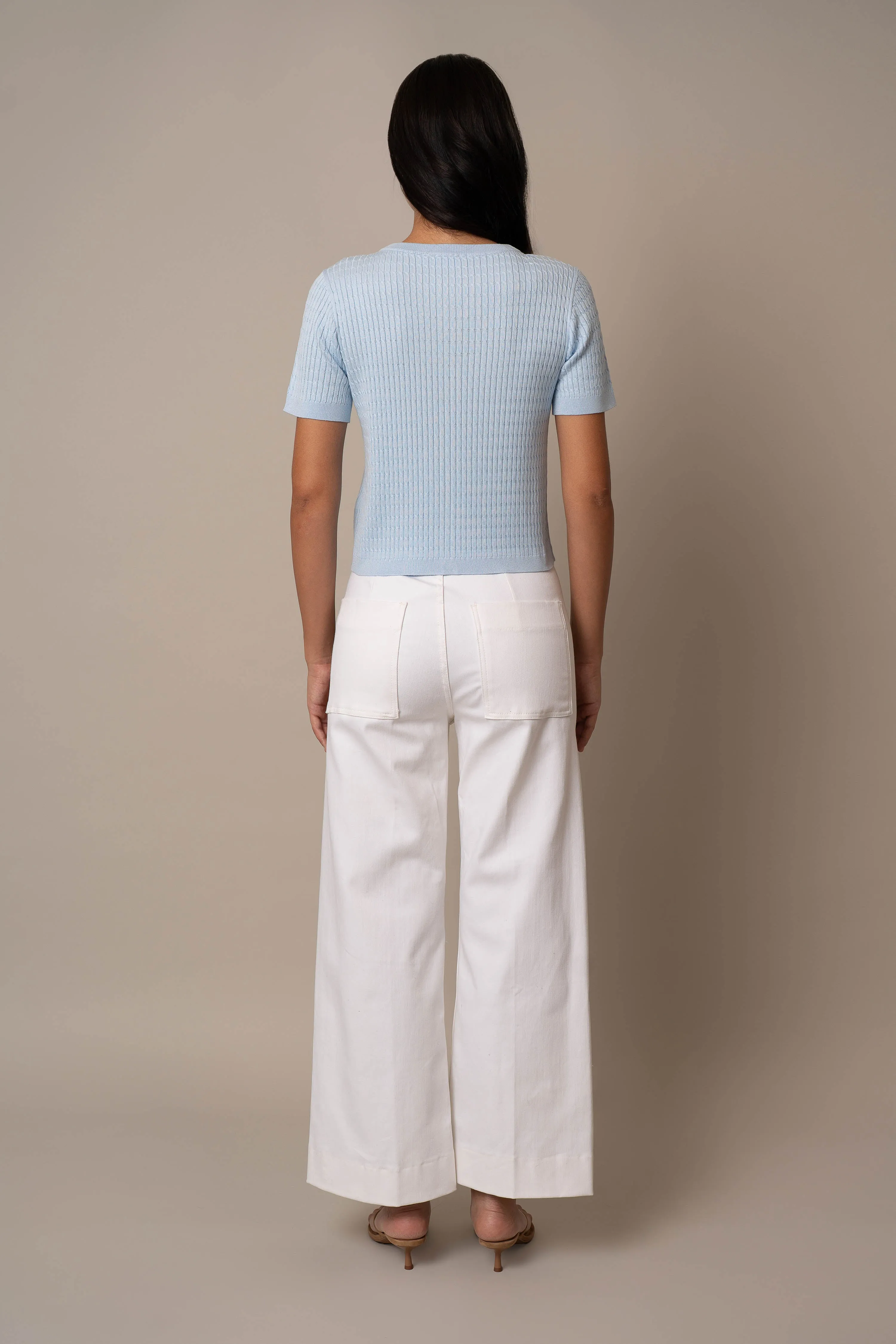 Short Sleeve Cable Cardigan indoor calm