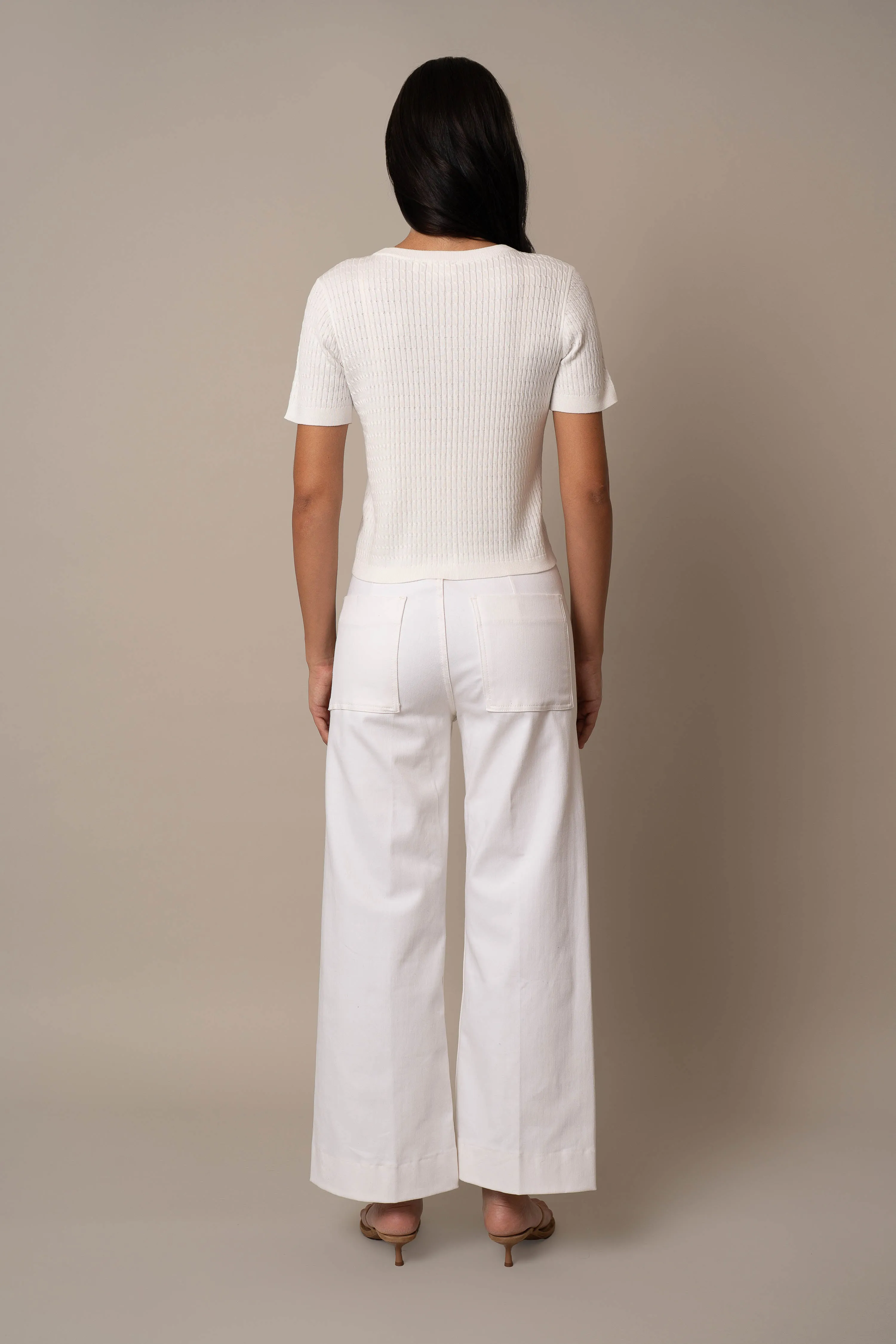 Short Sleeve Cable Cardigan indoor calm