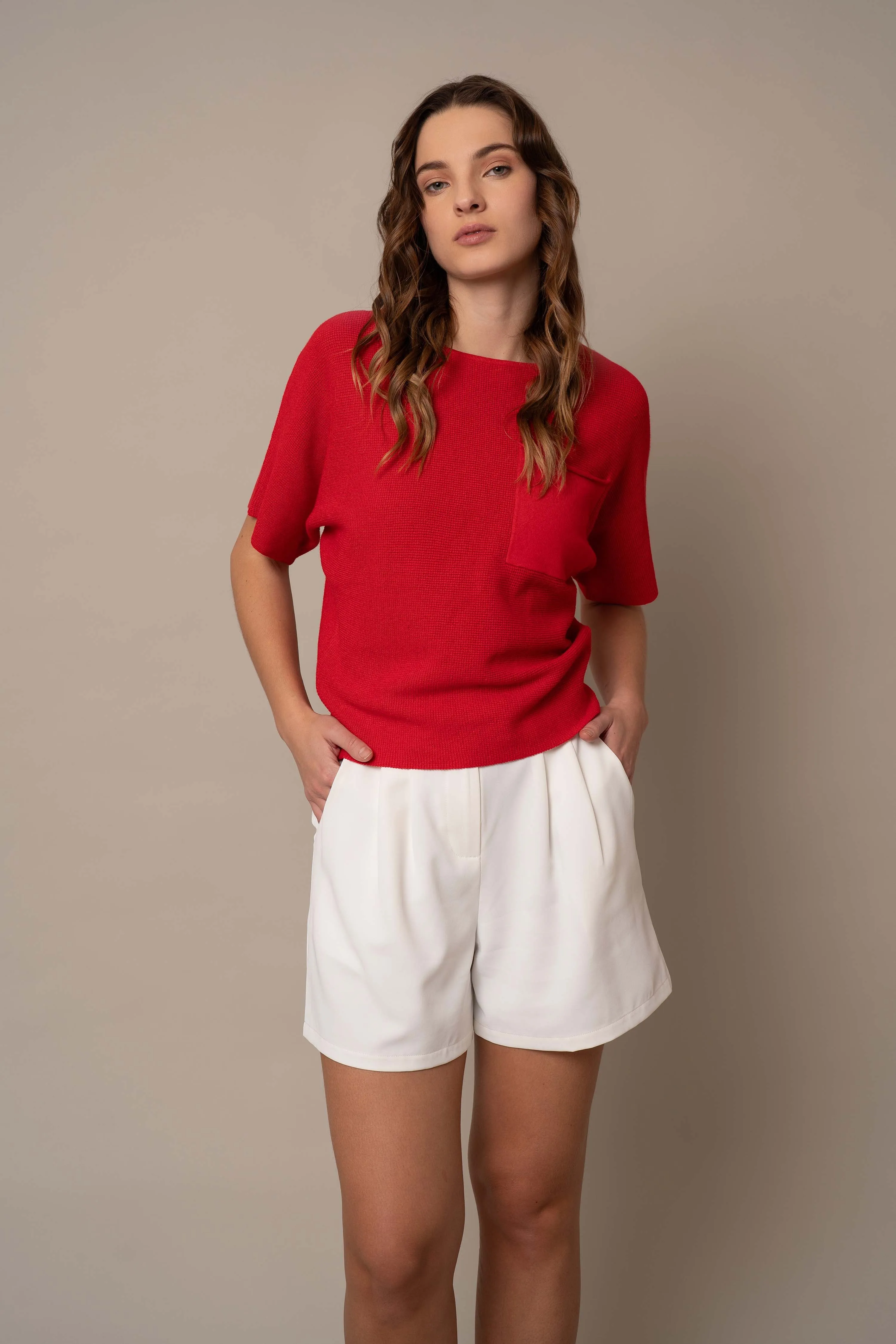 Short Sleeve Dolman with Pocket soft touch