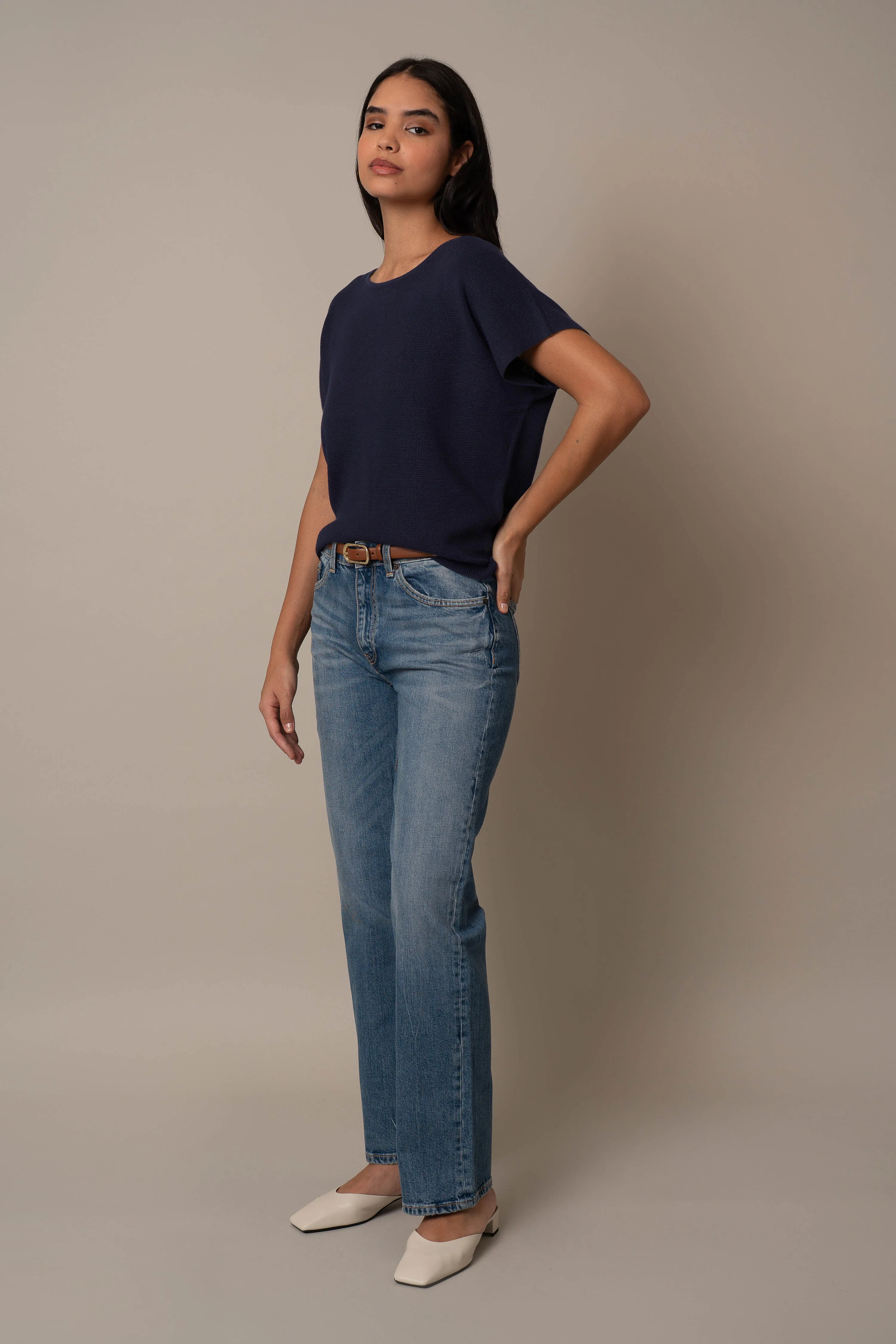 Short Sleeve Waffle Dolman visual calm