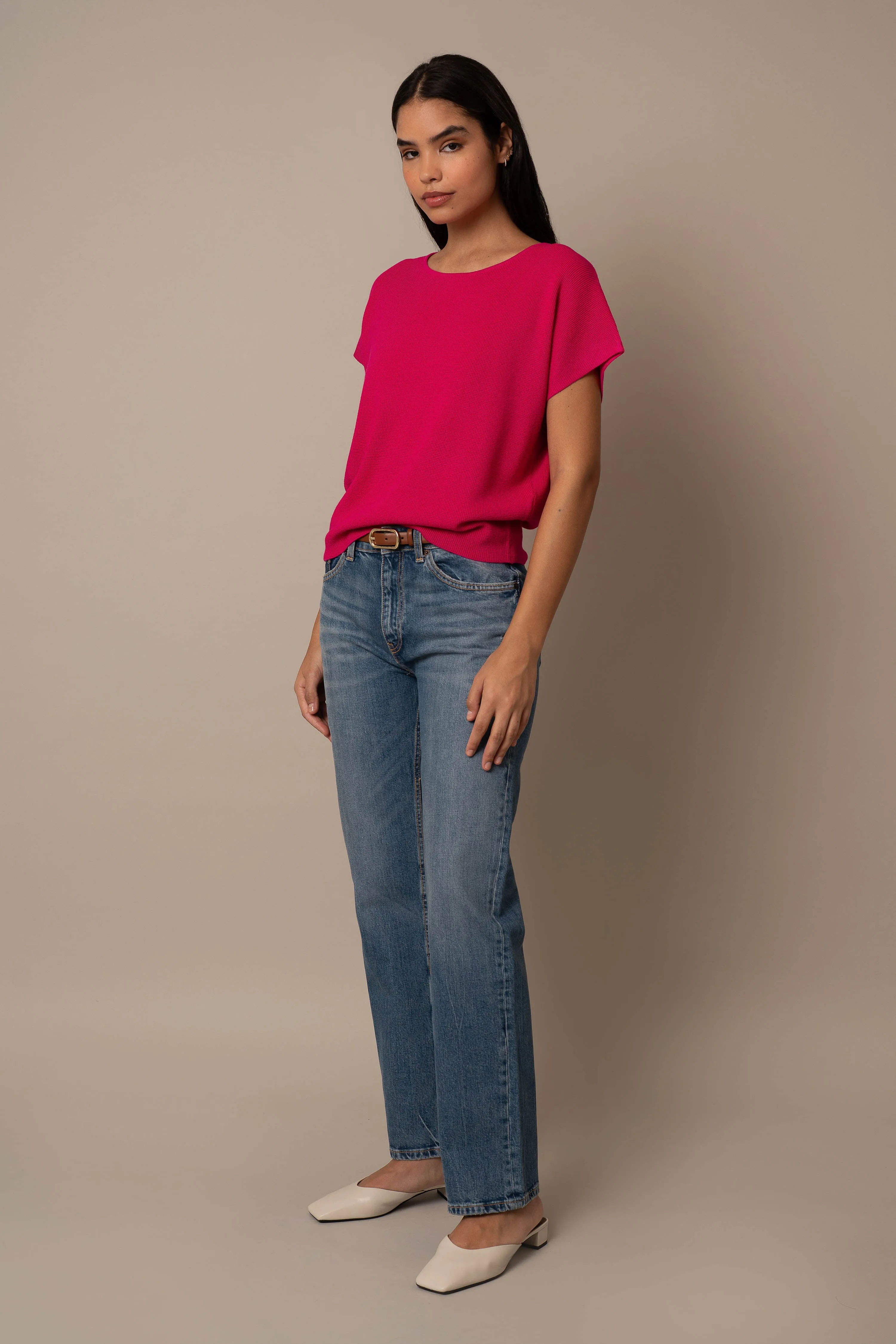 Short Sleeve Waffle Dolman visual calm