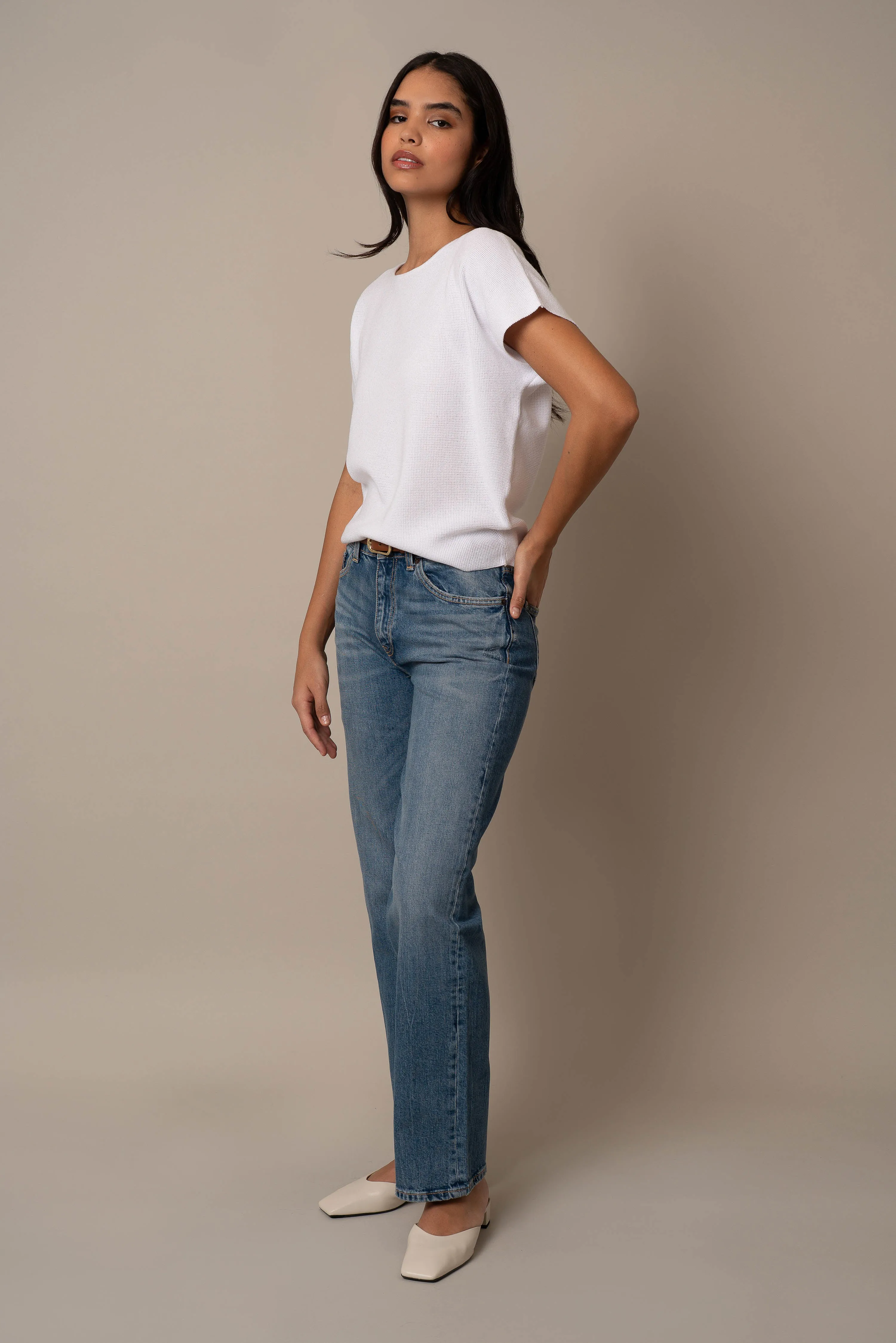 Short Sleeve Waffle Dolman visual calm