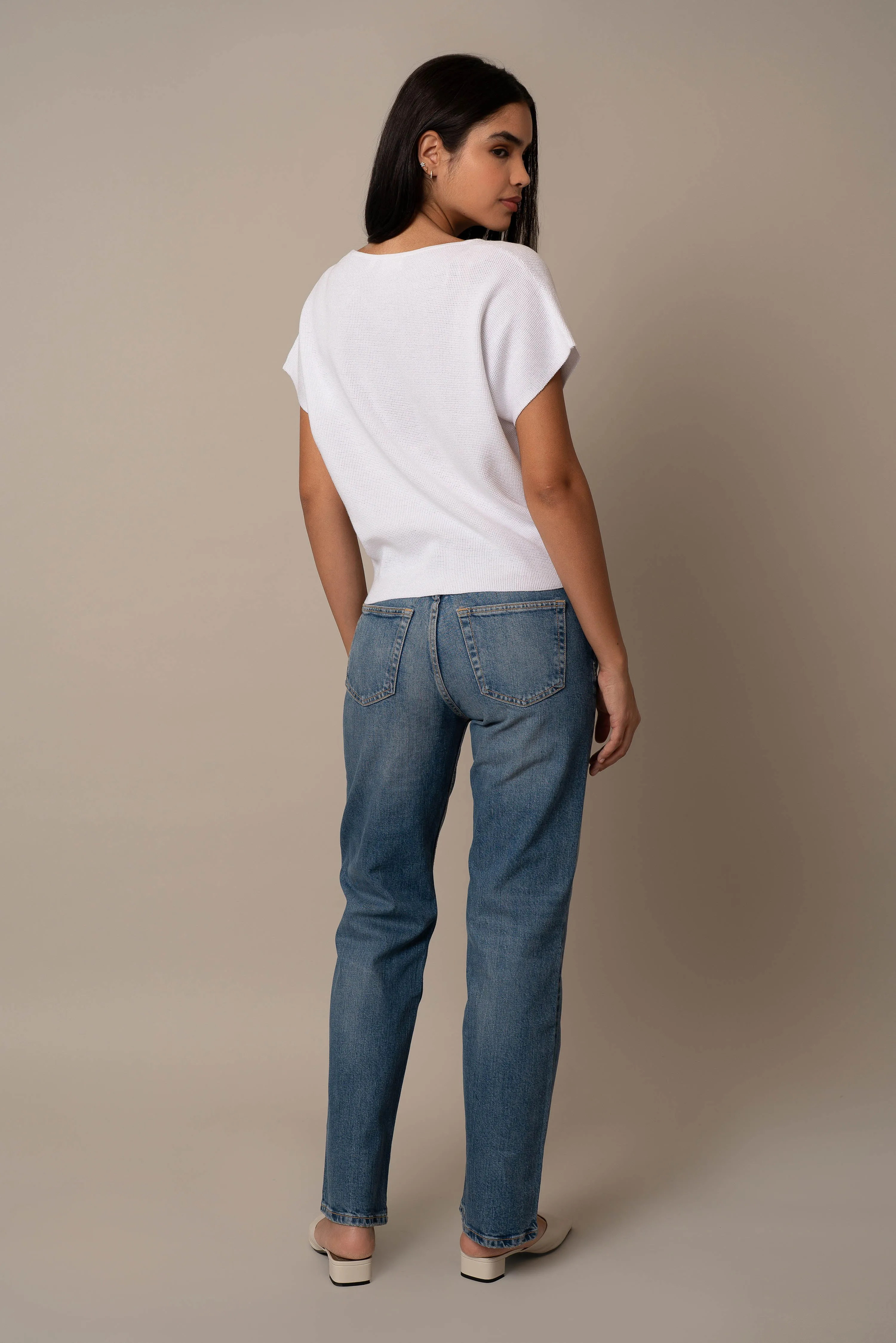 Short Sleeve Waffle Dolman visual calm