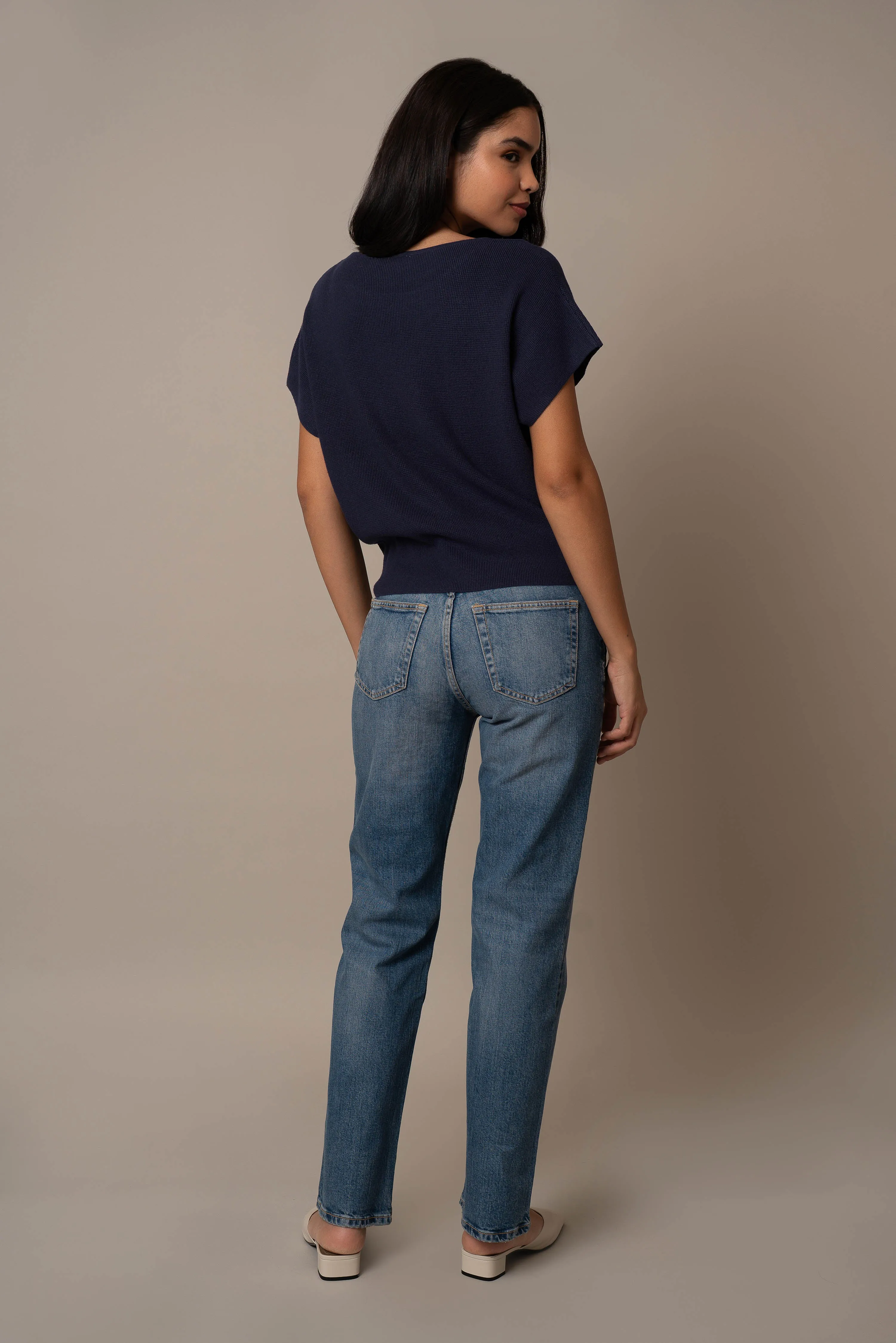 Short Sleeve Waffle Dolman visual calm