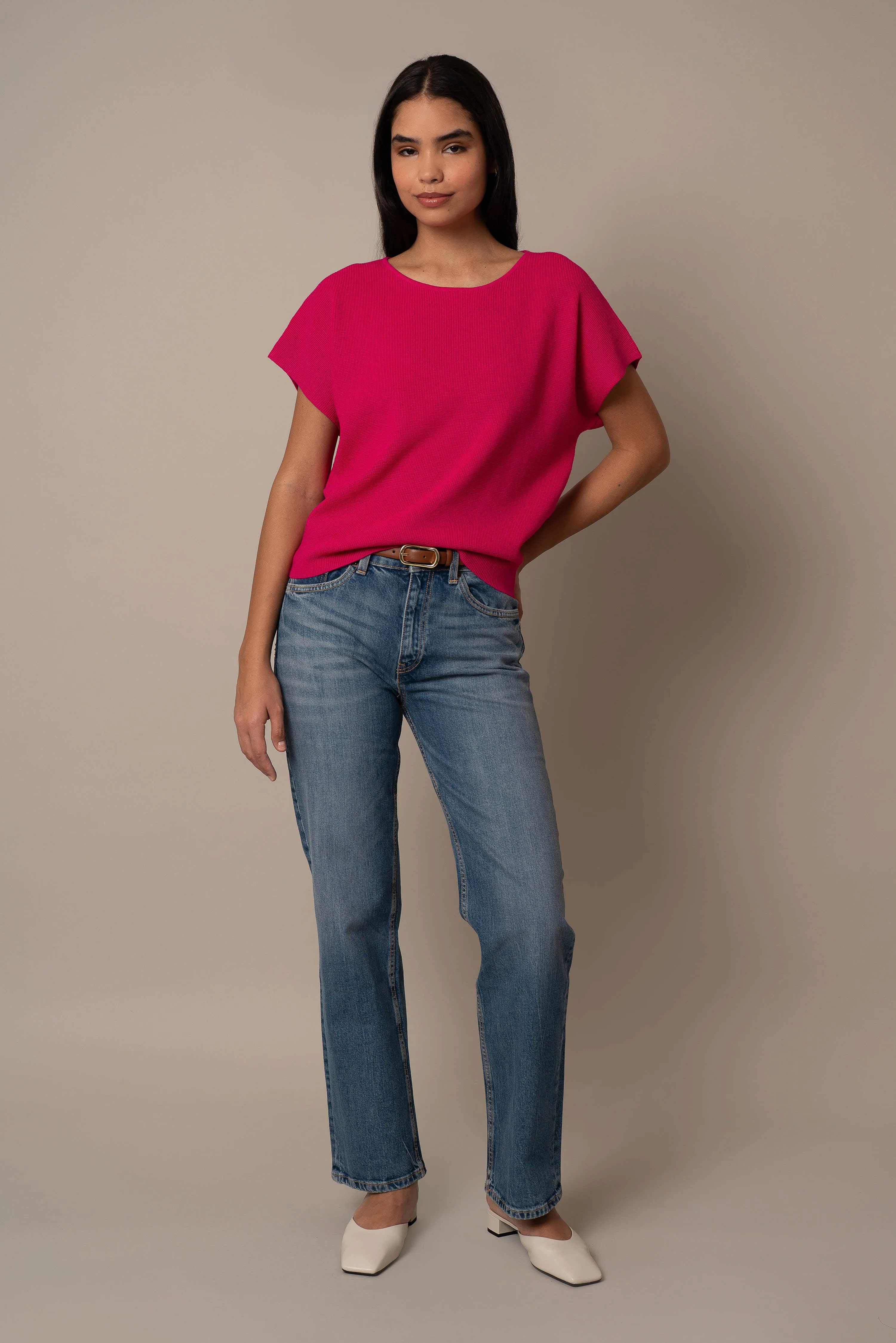 Short Sleeve Waffle Dolman visual calm