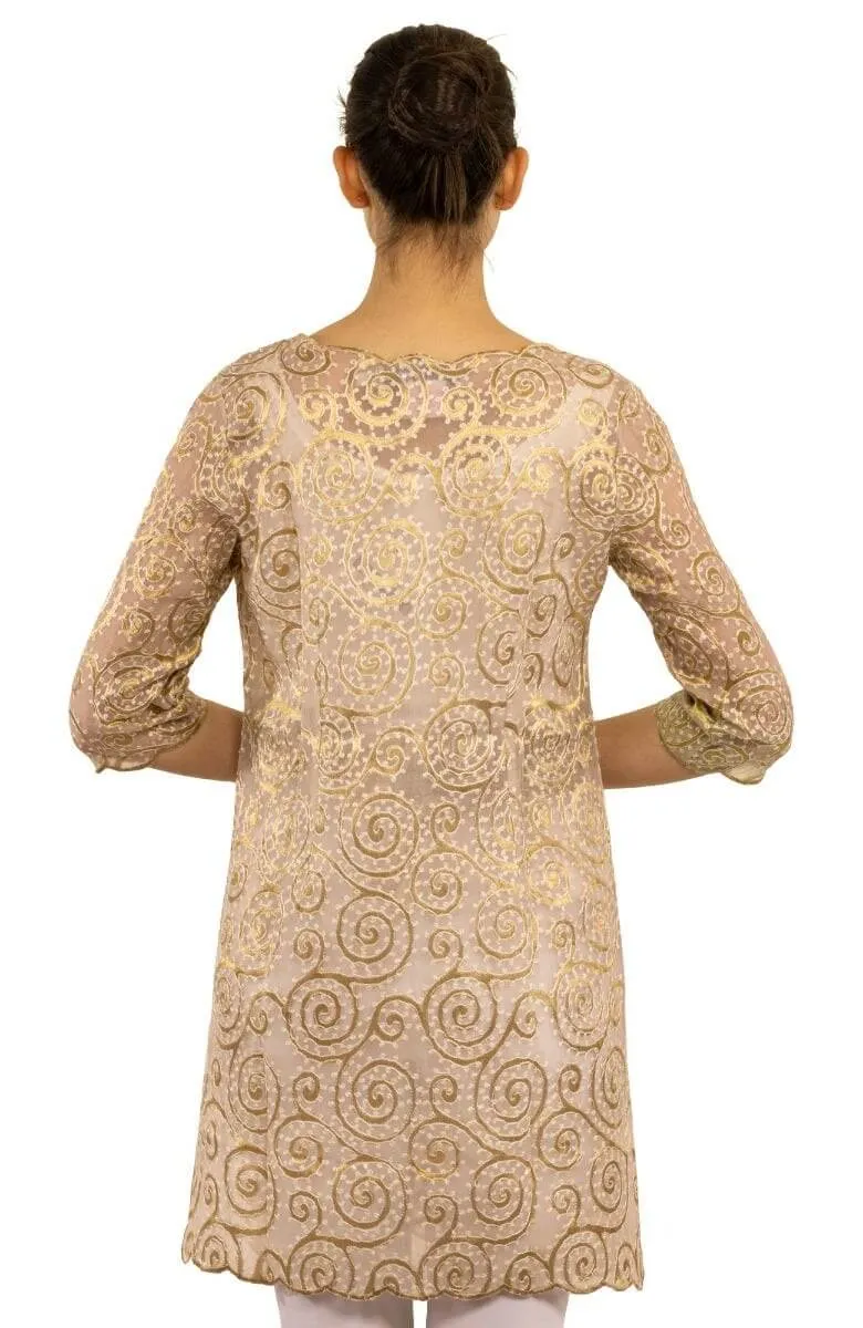 Silk Embroidered Duster easy care