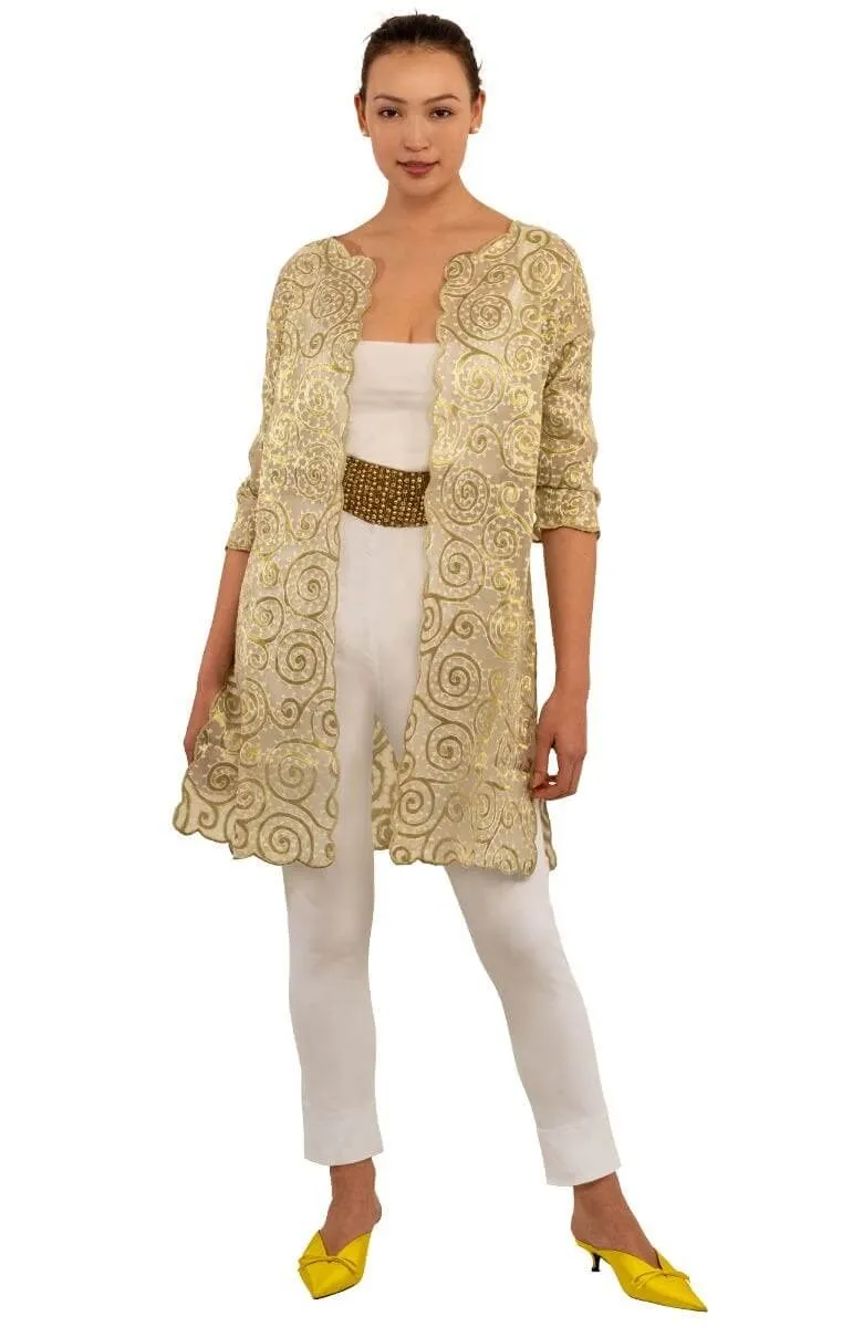 Silk Embroidered Duster easy care