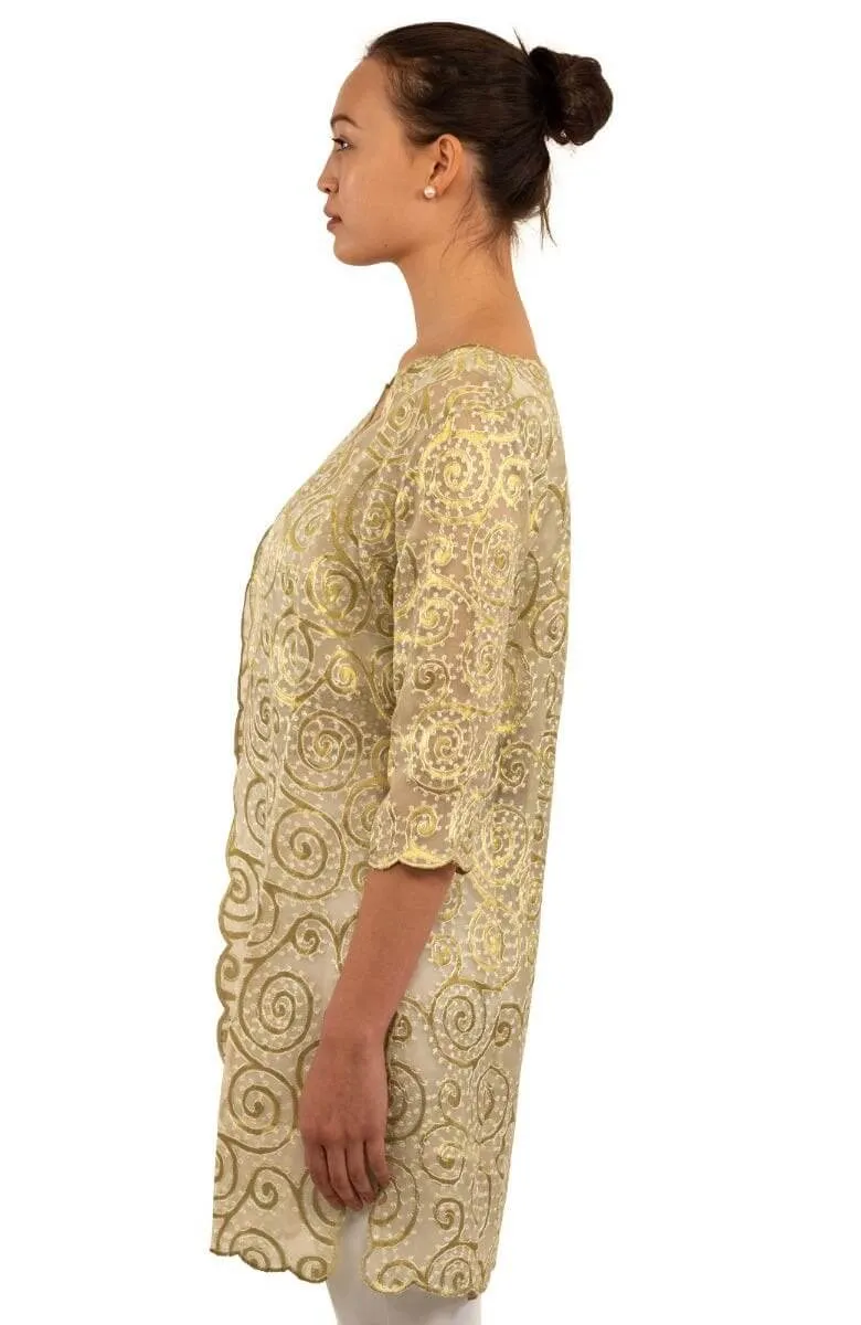 Silk Embroidered Duster easy care