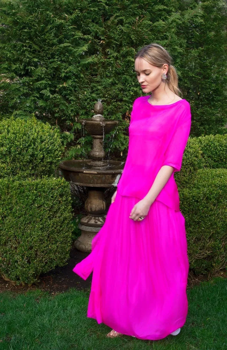 Silk Long Skirt with Sash quick-dry pants