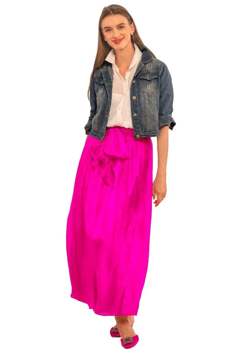 Silk Long Skirt with Sash quick-dry pants