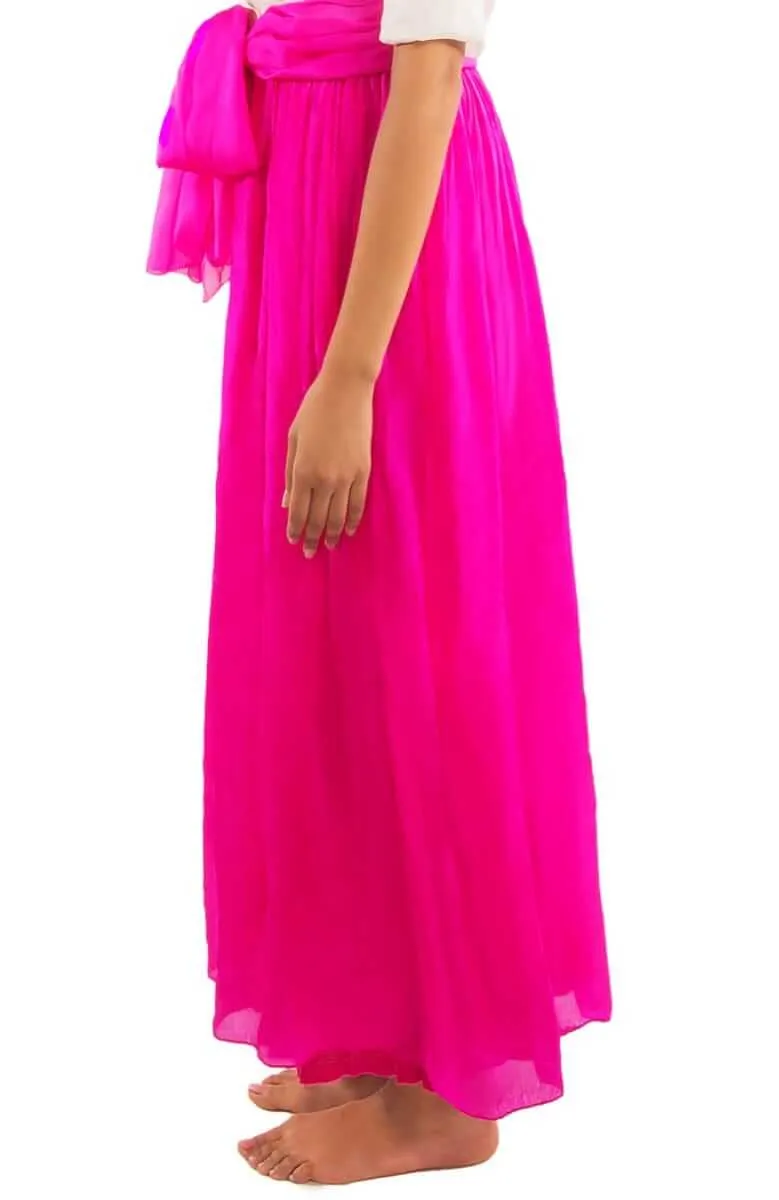 Silk Long Skirt with Sash quick-dry pants