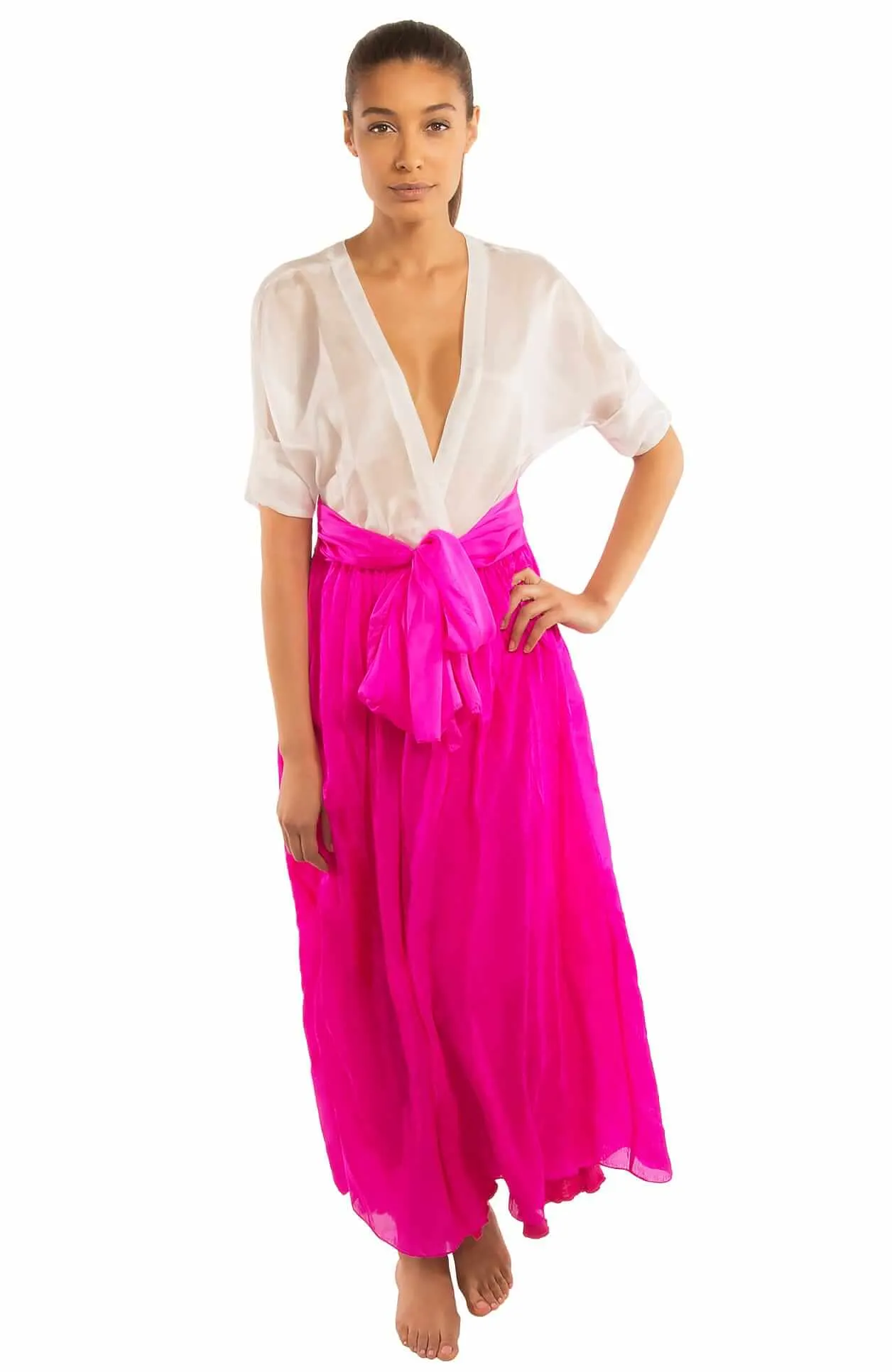 Silk Long Skirt with Sash quick-dry pants
