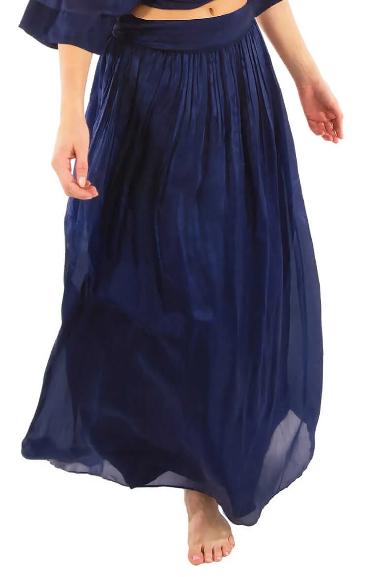 Silk Long Skirt with Sash quick-dry pants