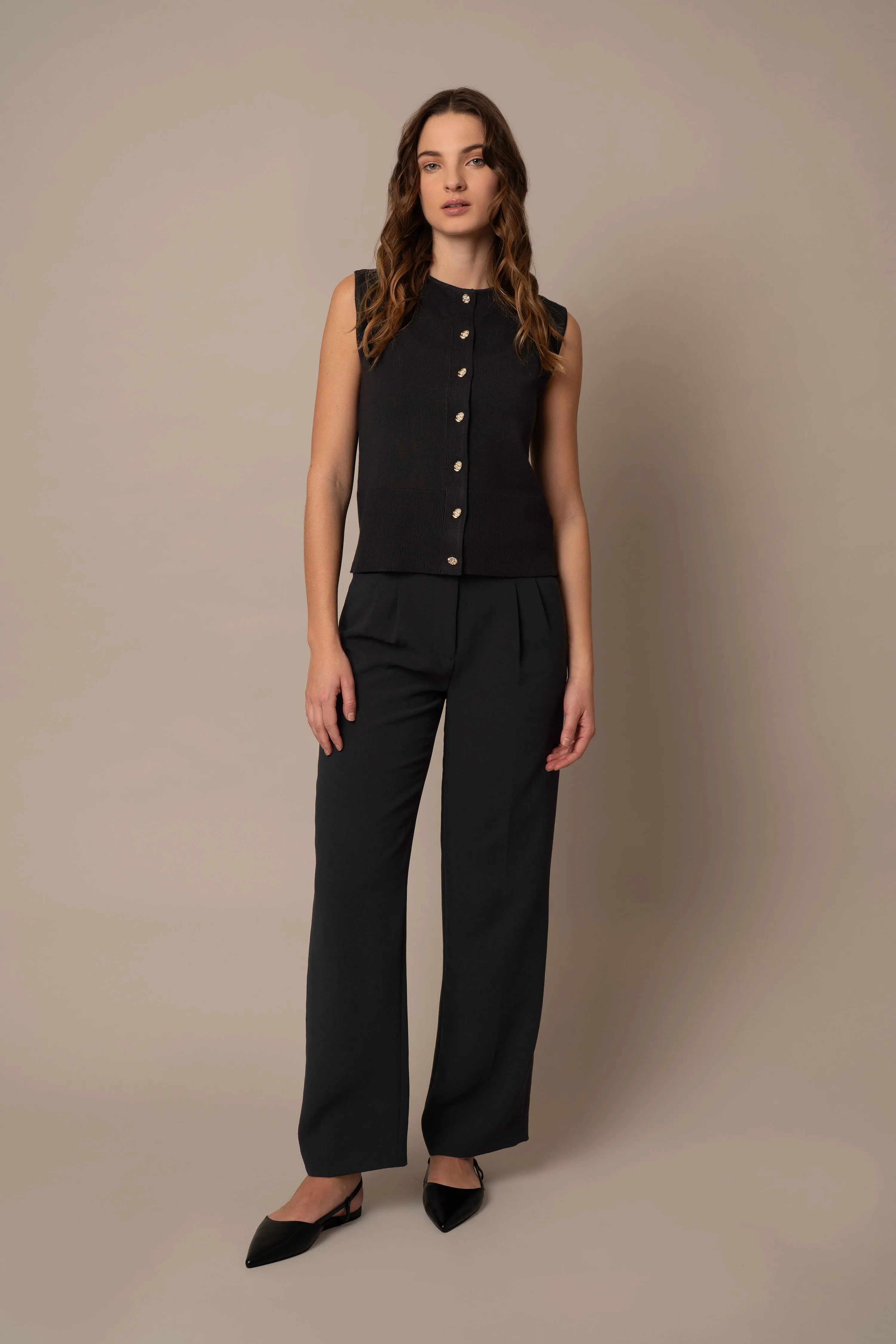 Sleeveless Button Down Cardigan feel good