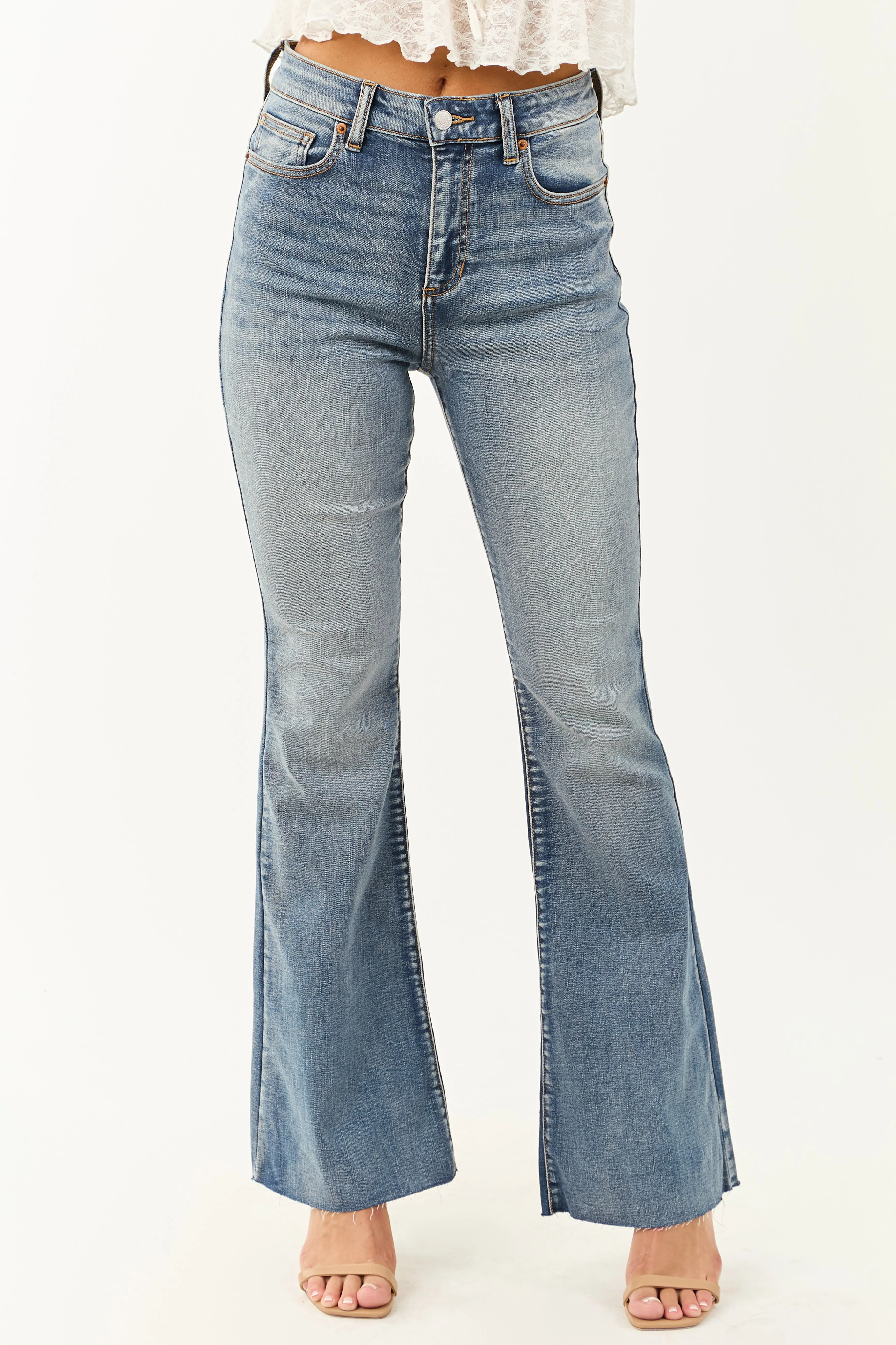 Sneak Peek Medium Wash Stretchy Flare Jeans all age