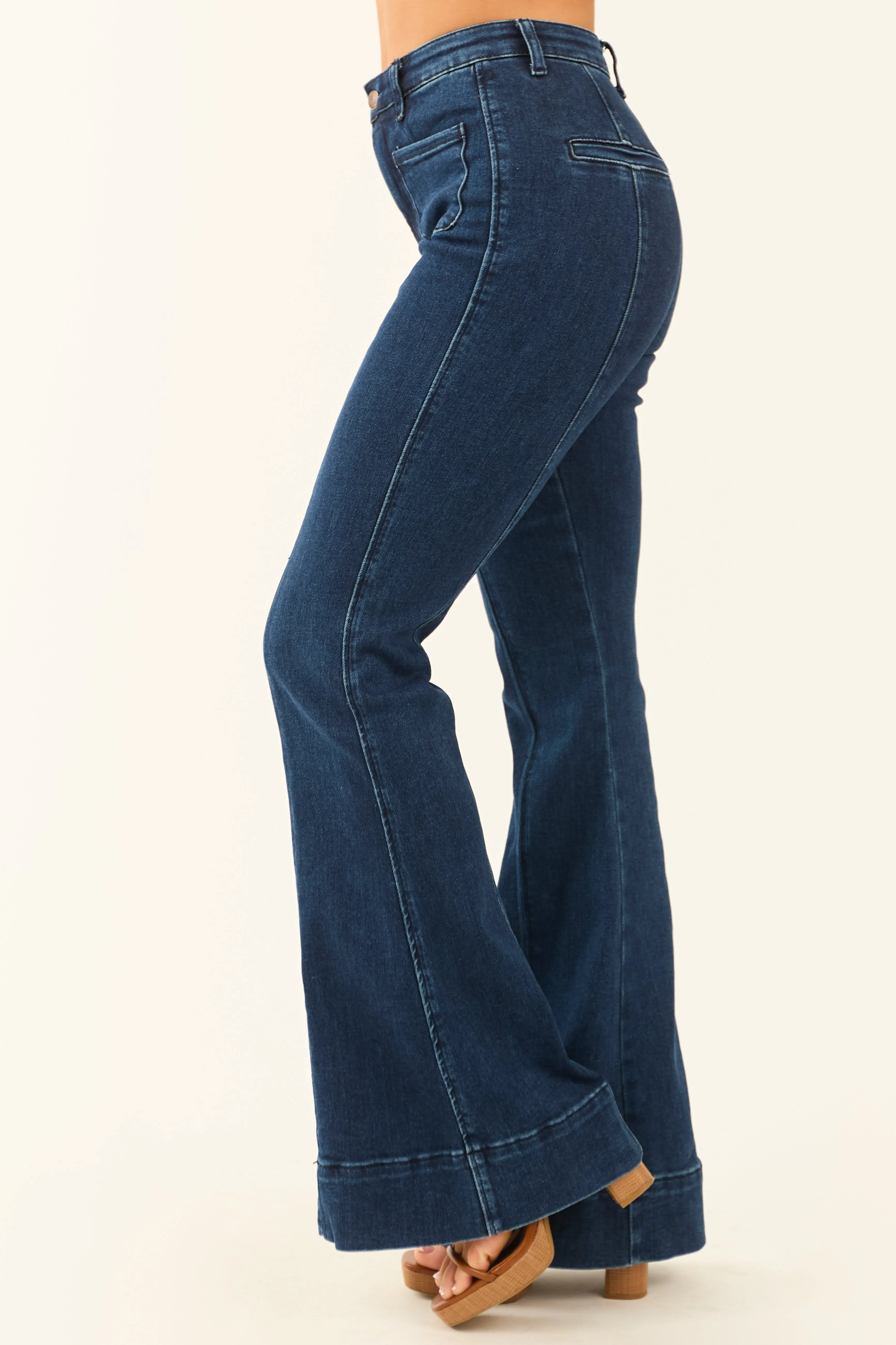 Special A Dark Tummy Control Stretchy Flare Jeans soft wrap